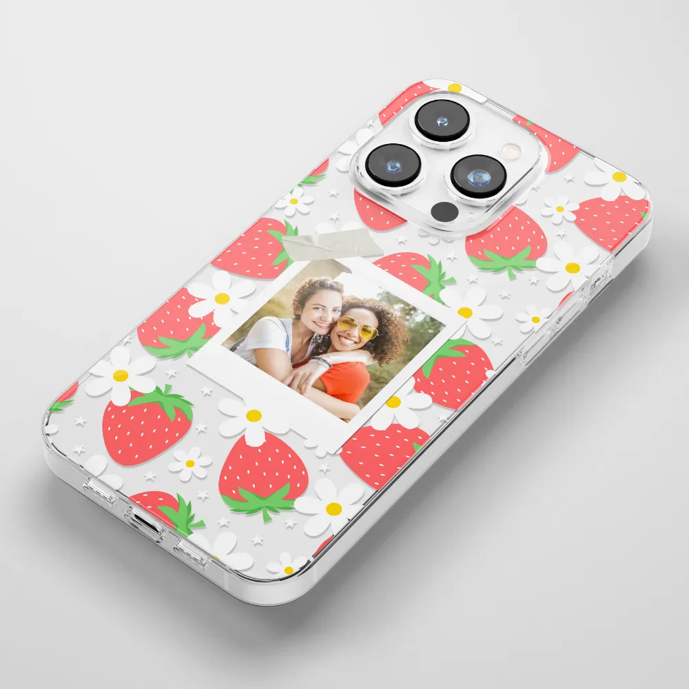 Clear Patterned Personalised Polaroid Bestie Phone Case - Upload Your Photo