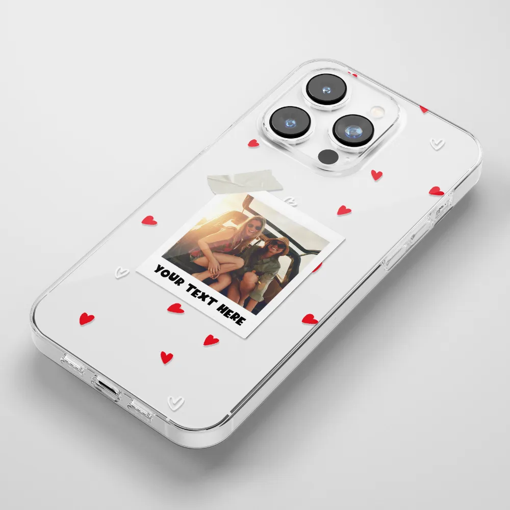 Clear Patterned Personalised Polaroid Bestie Phone Case - Upload Your Photo