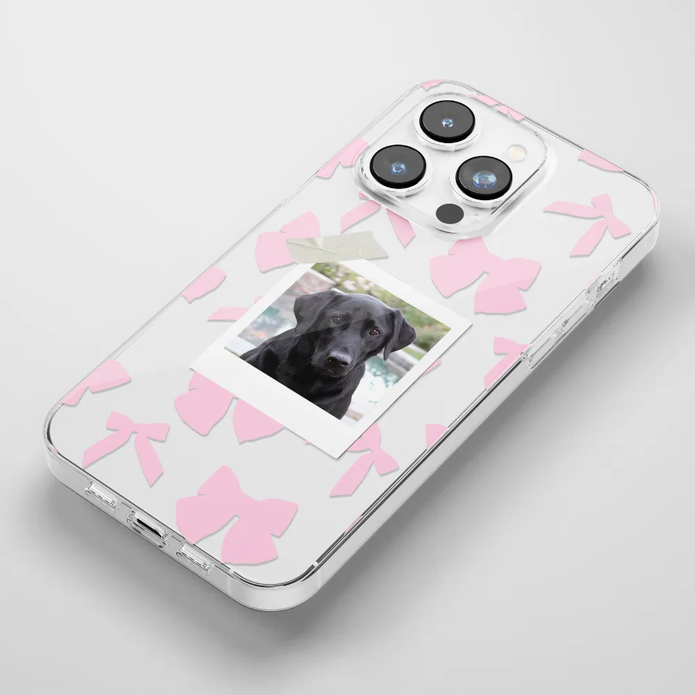 Clear Patterned Personalised Polaroid Dog Phone Case - Upload Your Photo