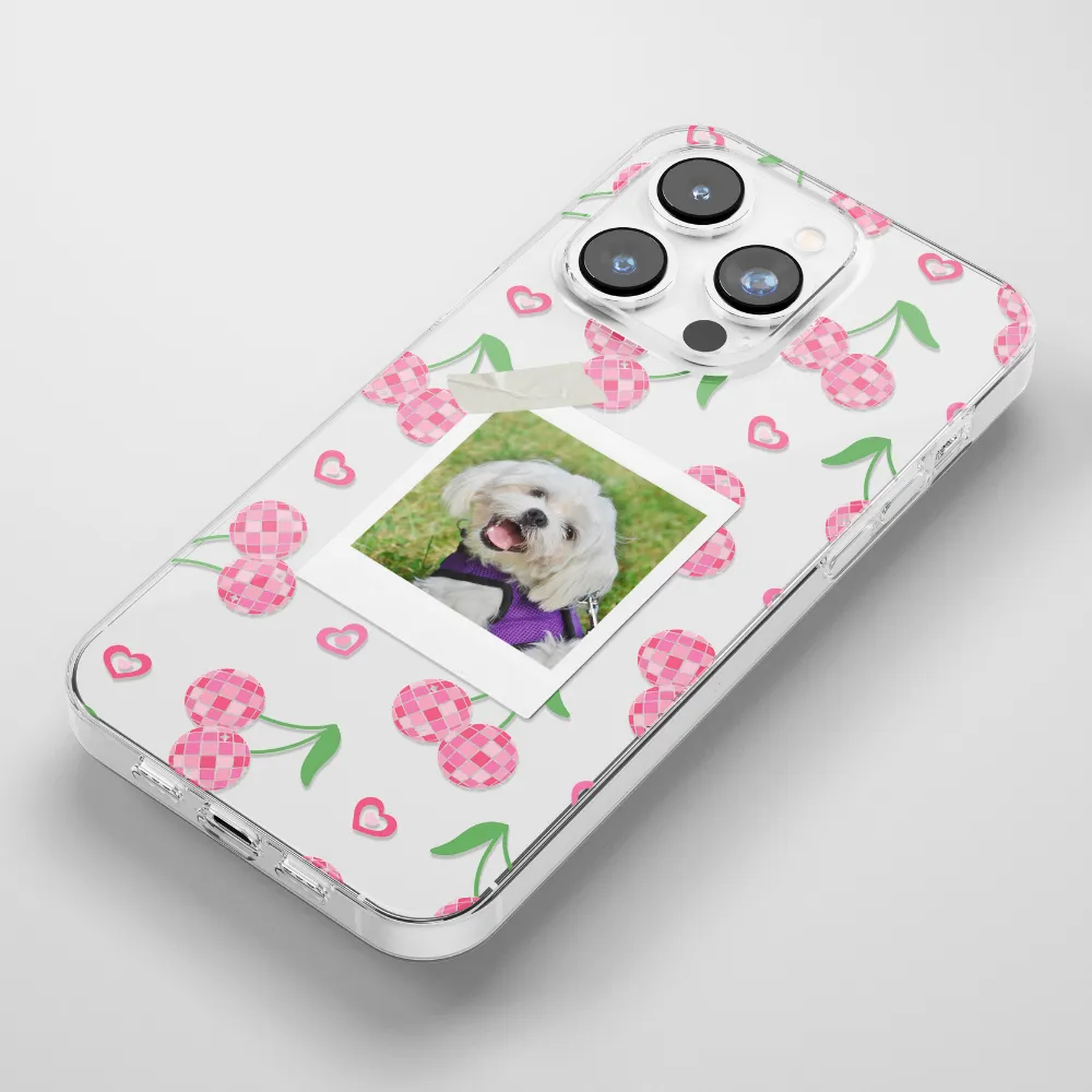 Clear Patterned Personalised Polaroid Dog Phone Case - Upload Your Photo