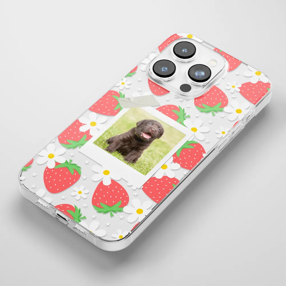 Clear Patterned Personalised Polaroid Dog Phone Case - Upload Your Photo