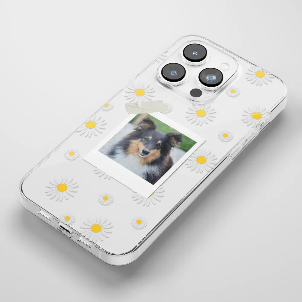 Clear Patterned Personalised Polaroid Dog Phone Case - Upload Your Photo