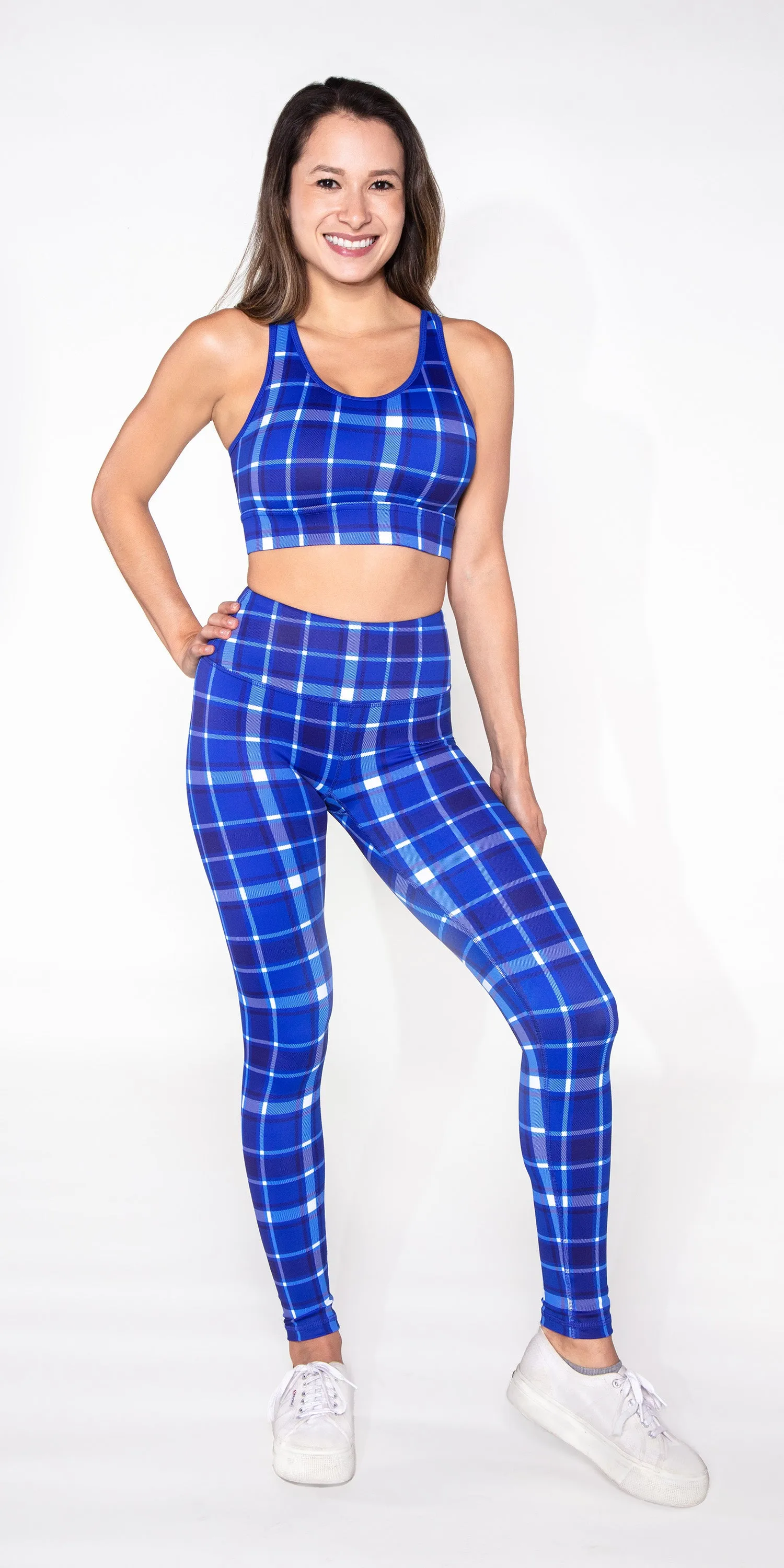 Cobalt Plaid - Sports Bra