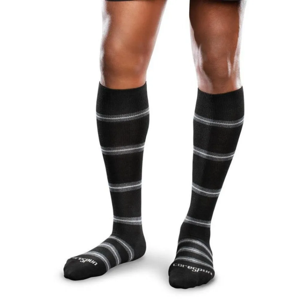 Core-Spun by Therafirm Patterned Thin Line Socks for Men & Women 15-20mmHg