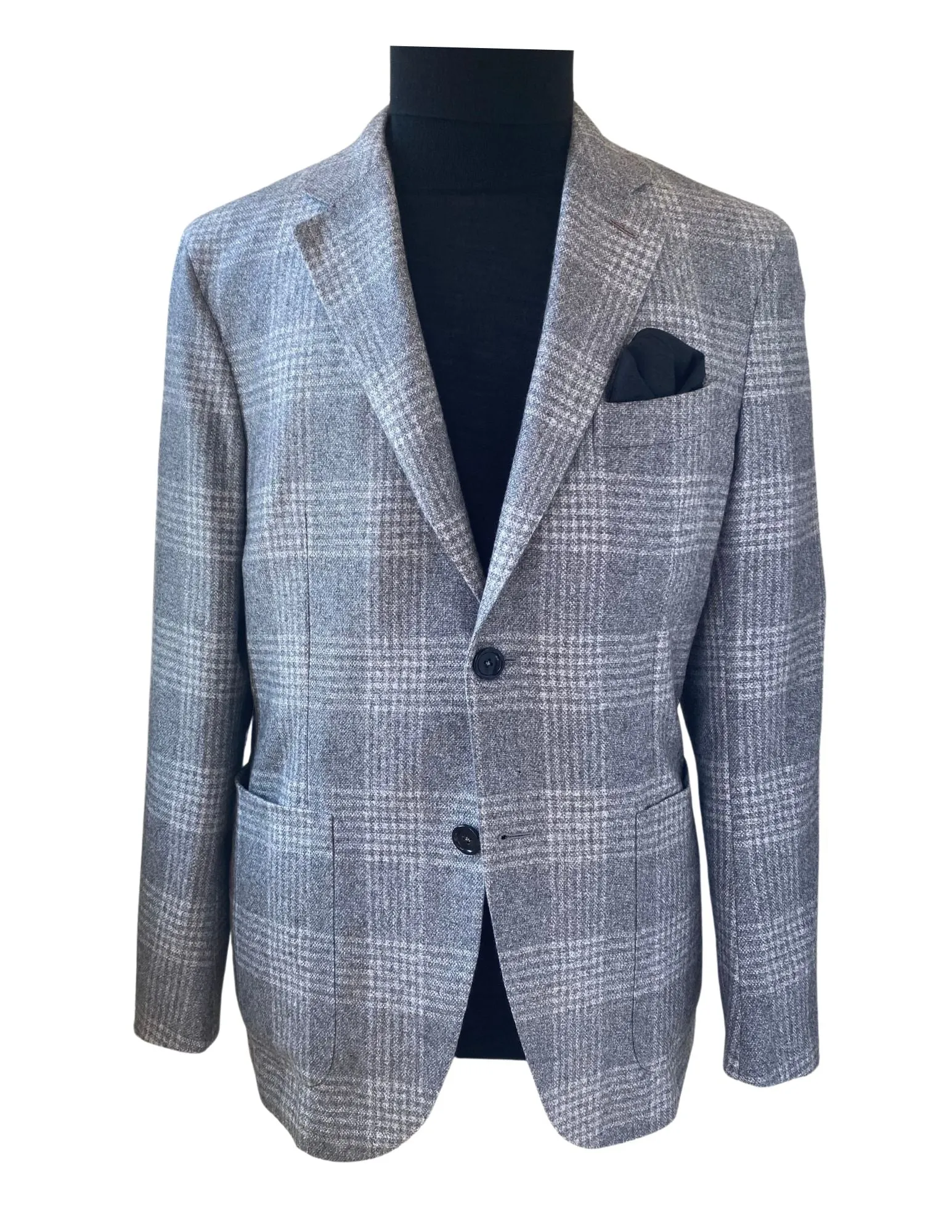 Couture Grey and Cream Plaid Sportcoat