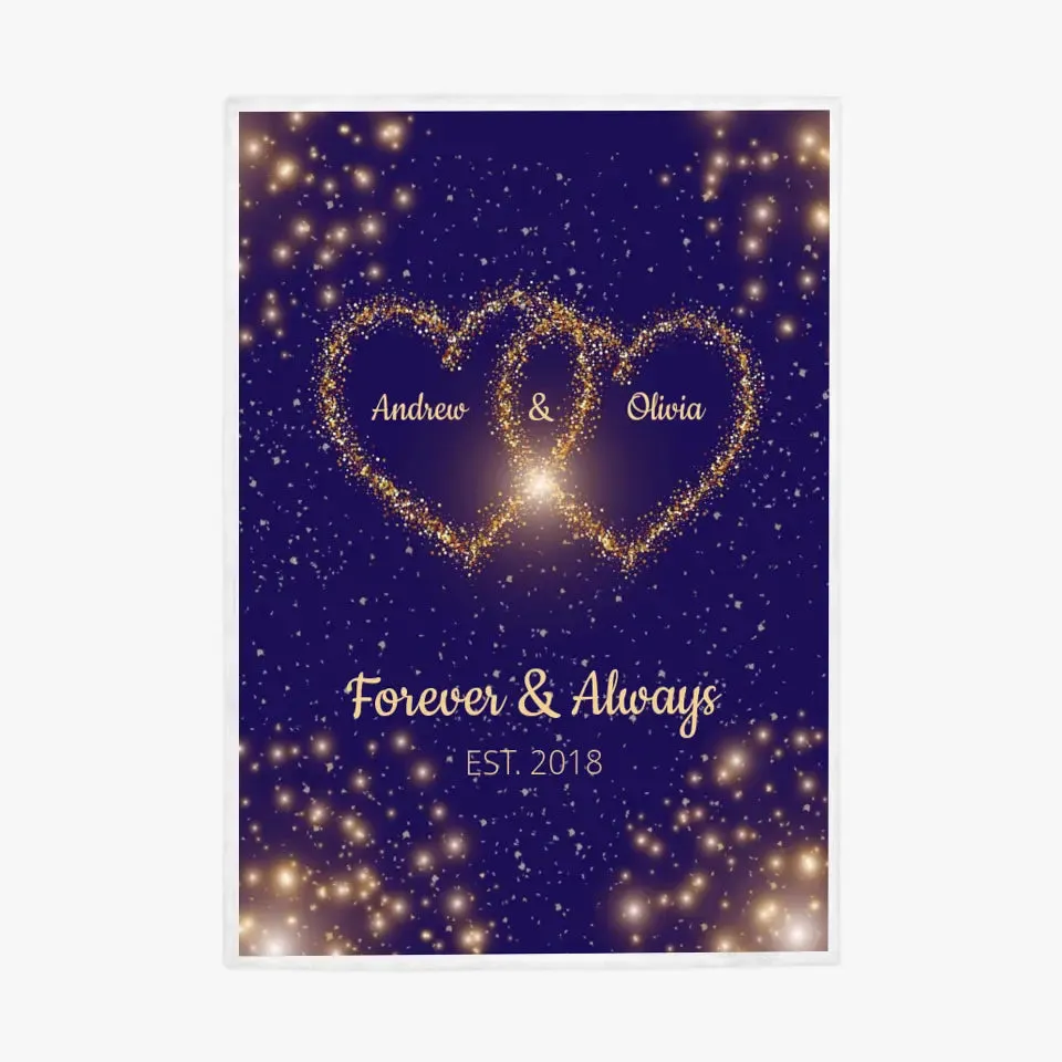 Custom Names Luxury Hearts Couple Blanket