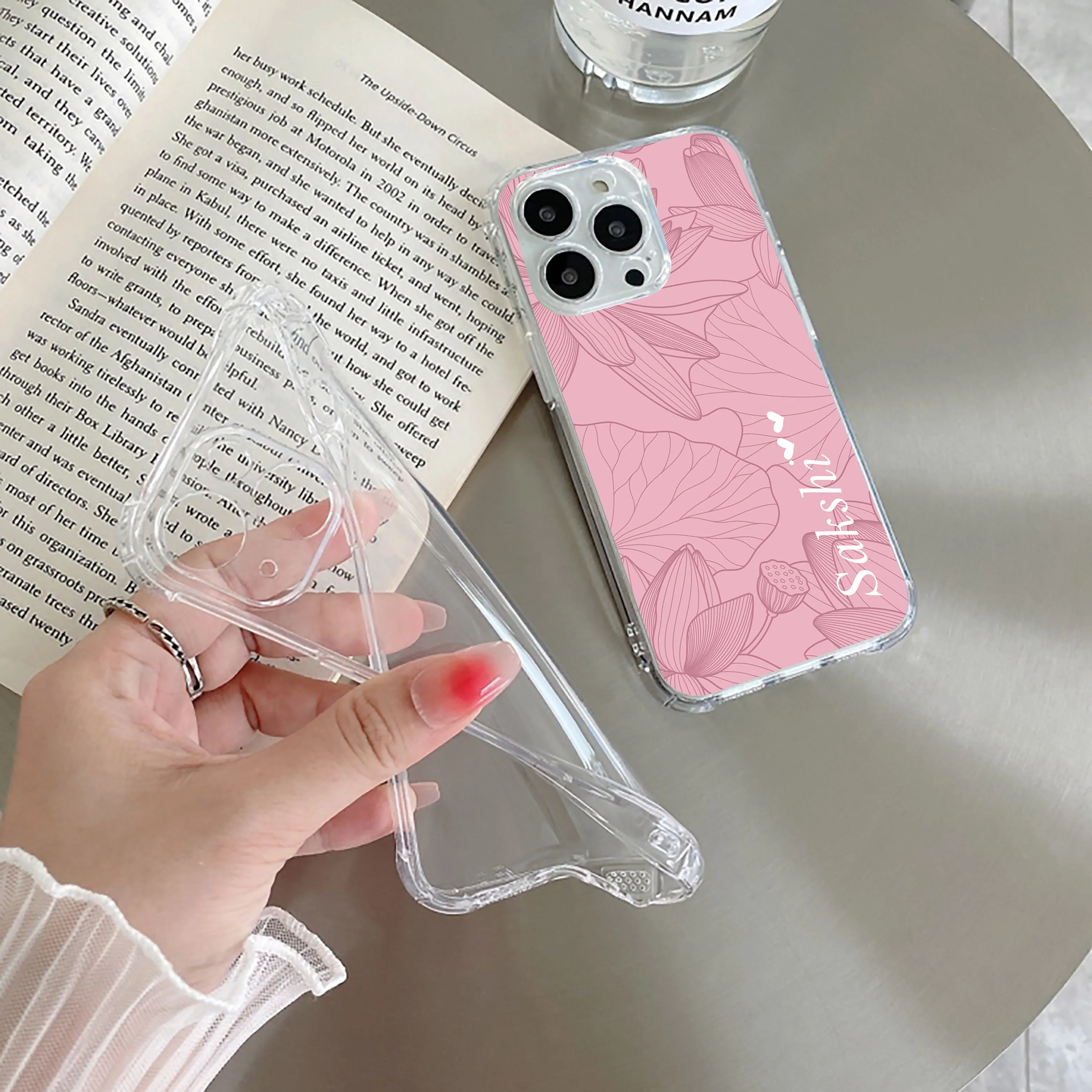 Customized luxury Peach leaves Transparent Silicon Case For Oppo