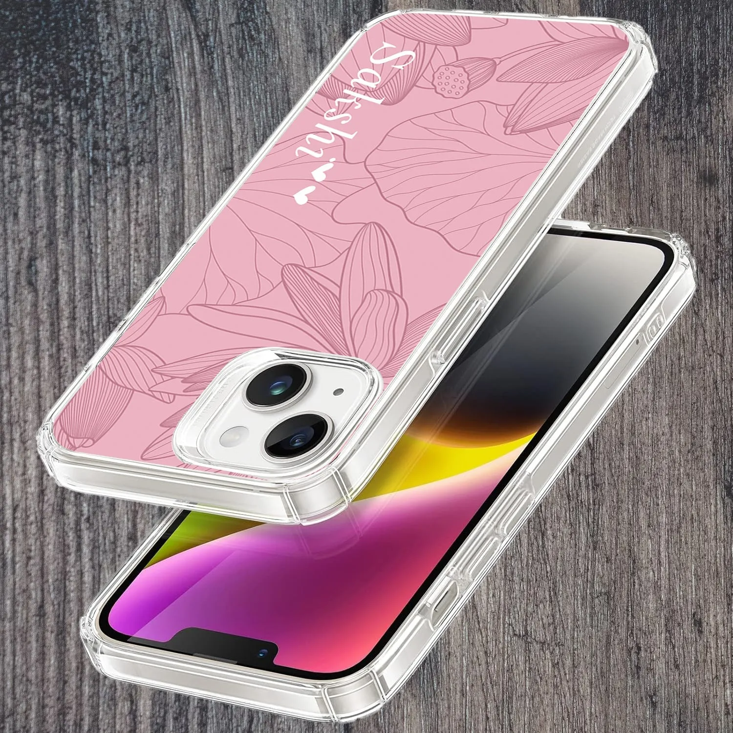 Customized luxury Peach leaves Transparent Silicon Case For Oppo