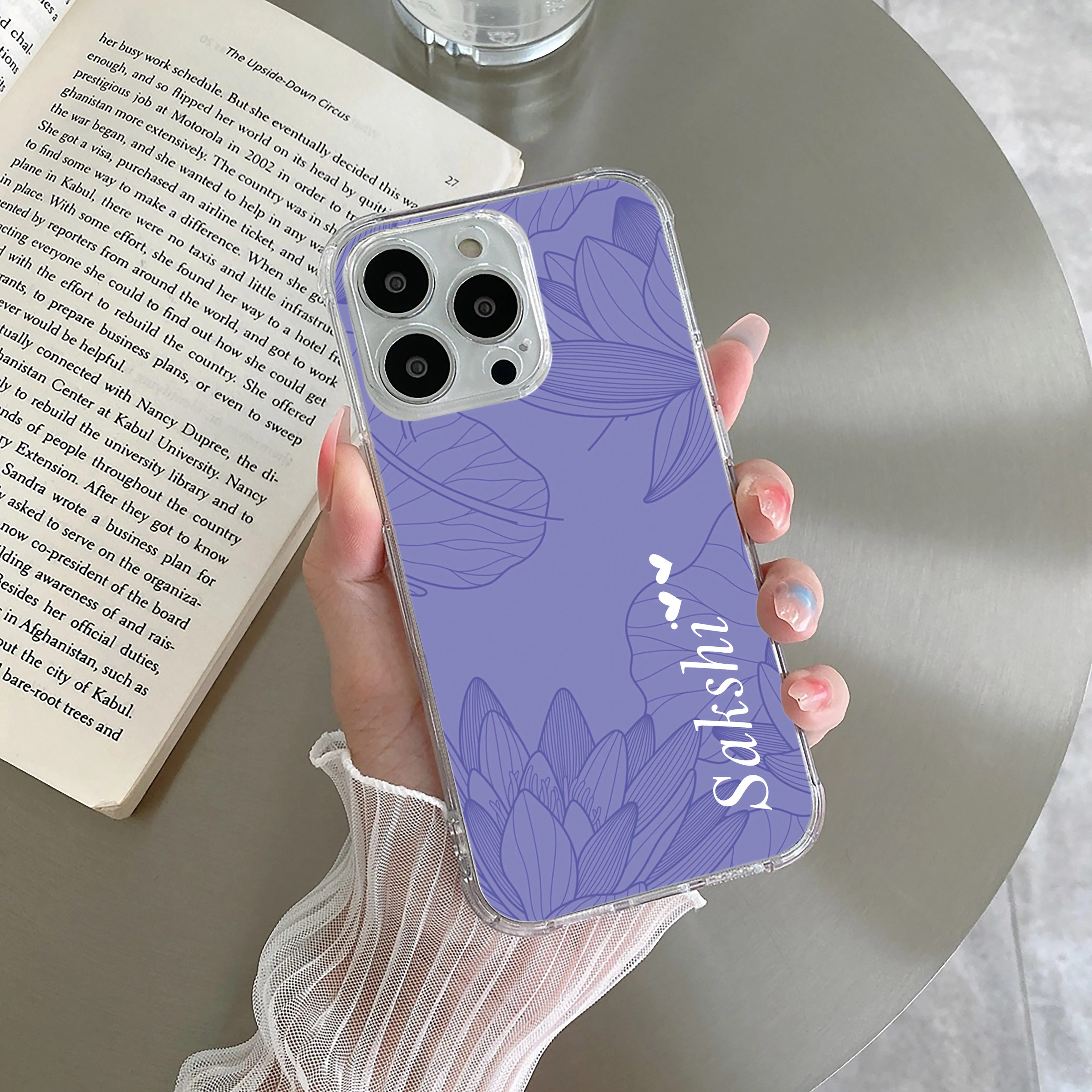 Customized luxury Purple leaves Transparent Silicon Case For Nothing