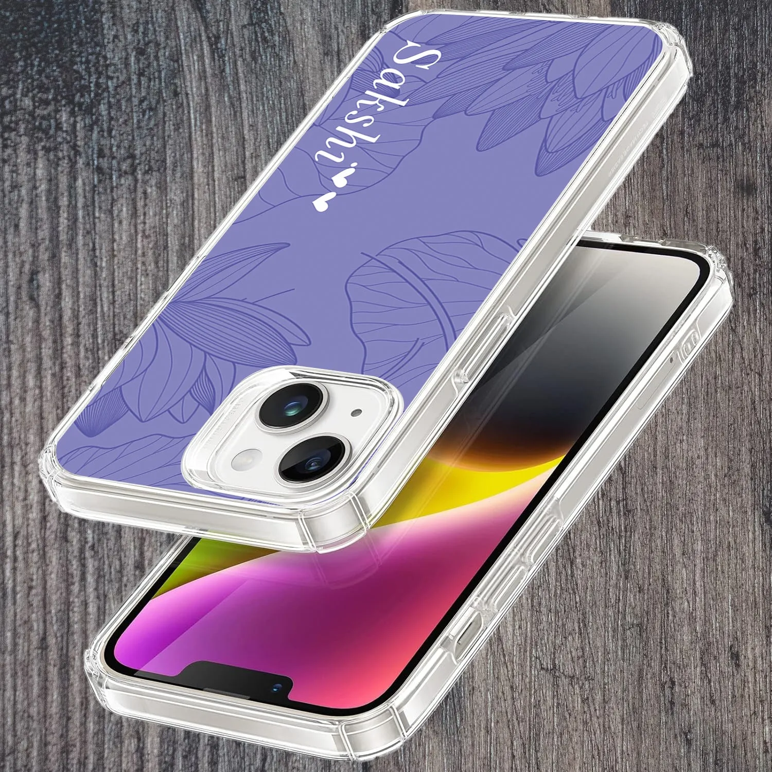 Customized luxury Purple leaves Transparent Silicon Case For Nothing