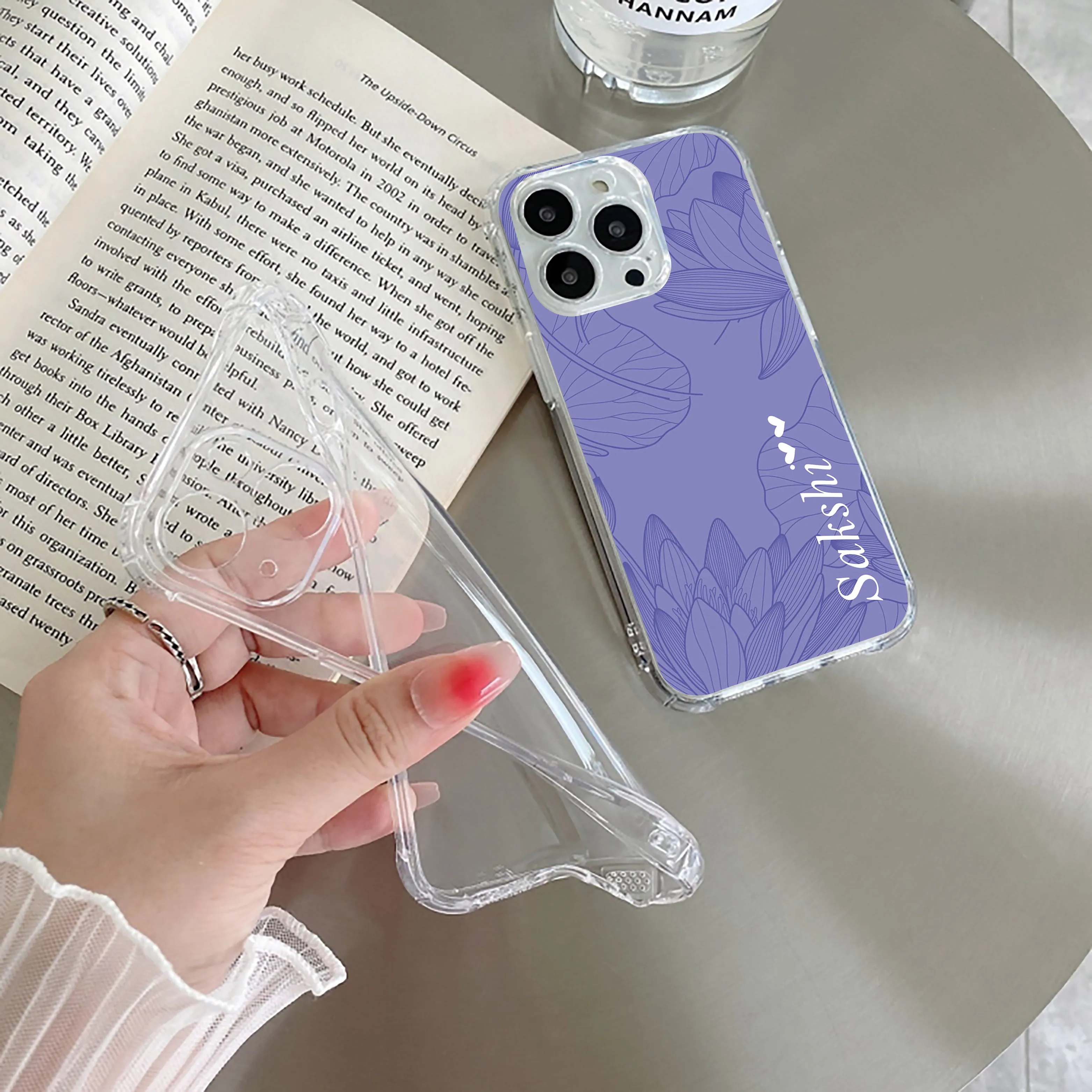 Customized luxury Purple leaves Transparent Silicon Case For Nothing