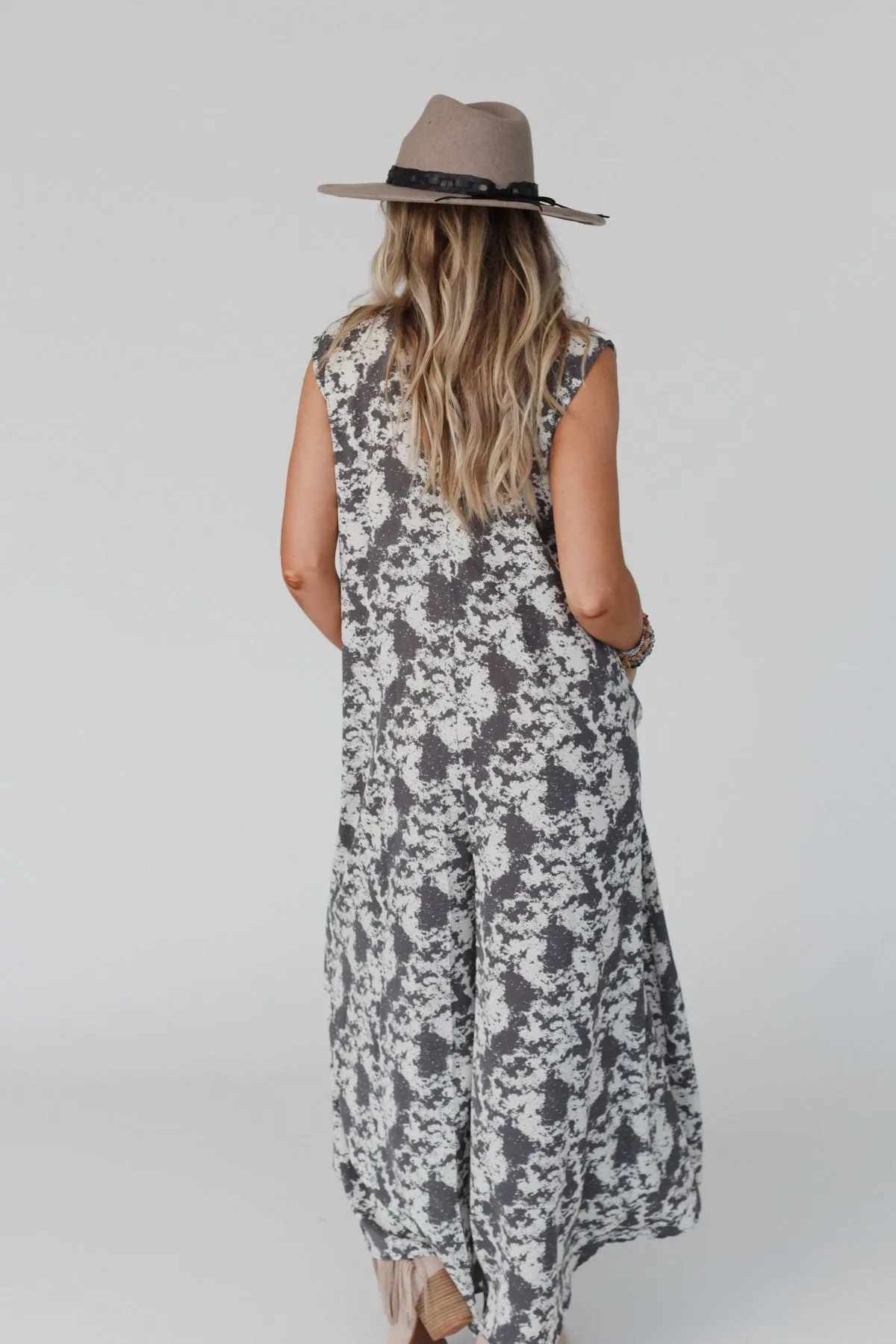 Daphne Printed Jumpsuit - Gray