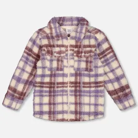 Deux Par Deux Overshirt - Purple Plaid