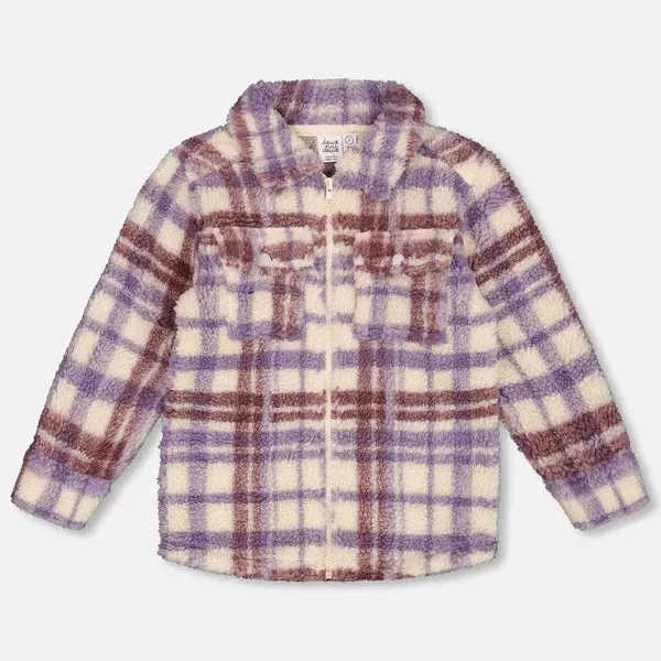 Deux Par Deux Overshirt - Purple Plaid