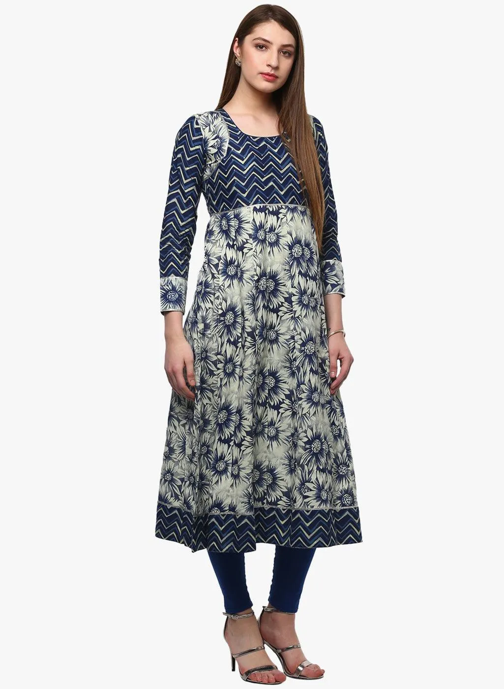 Divena Indigo Printed Anarkali