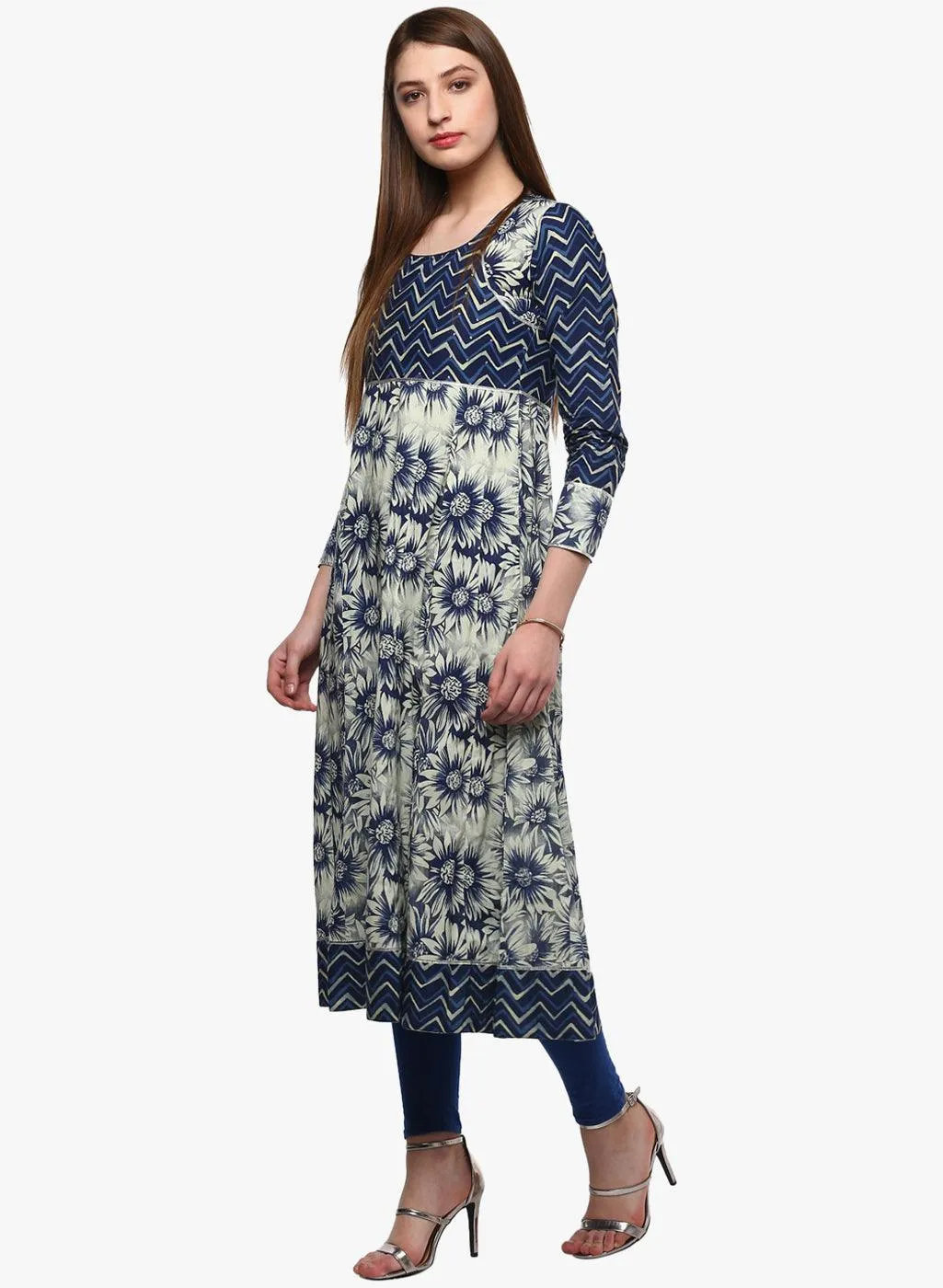 Divena Indigo Printed Anarkali