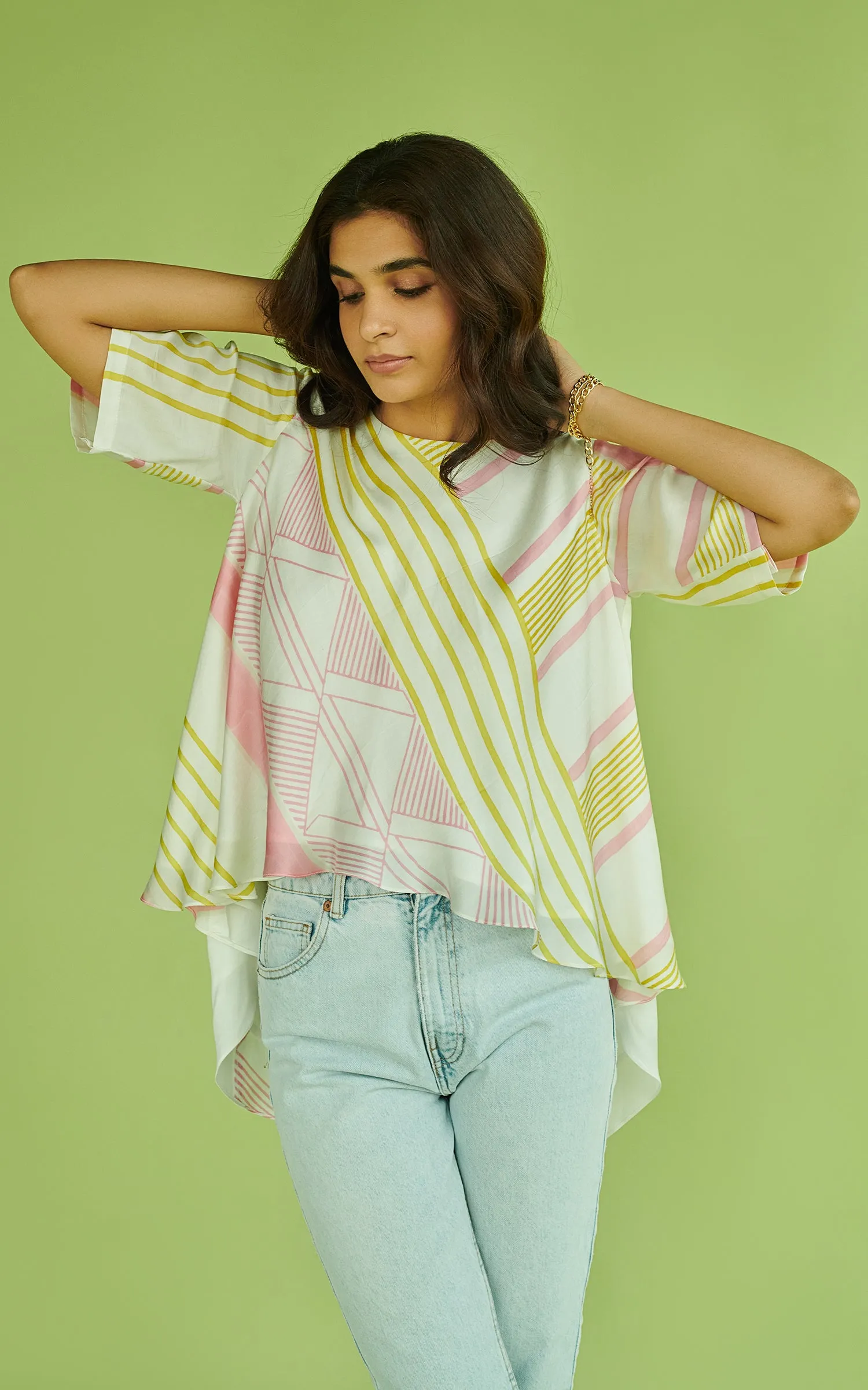 Geometric Printed Asymmetric Top