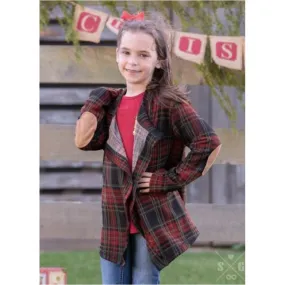 Girls’ Harvest Moon [Rust & Olive Plaid Cardigan]