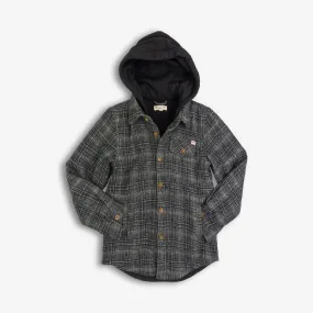 Glen Hooded Shirt | Black/Moss Plaid