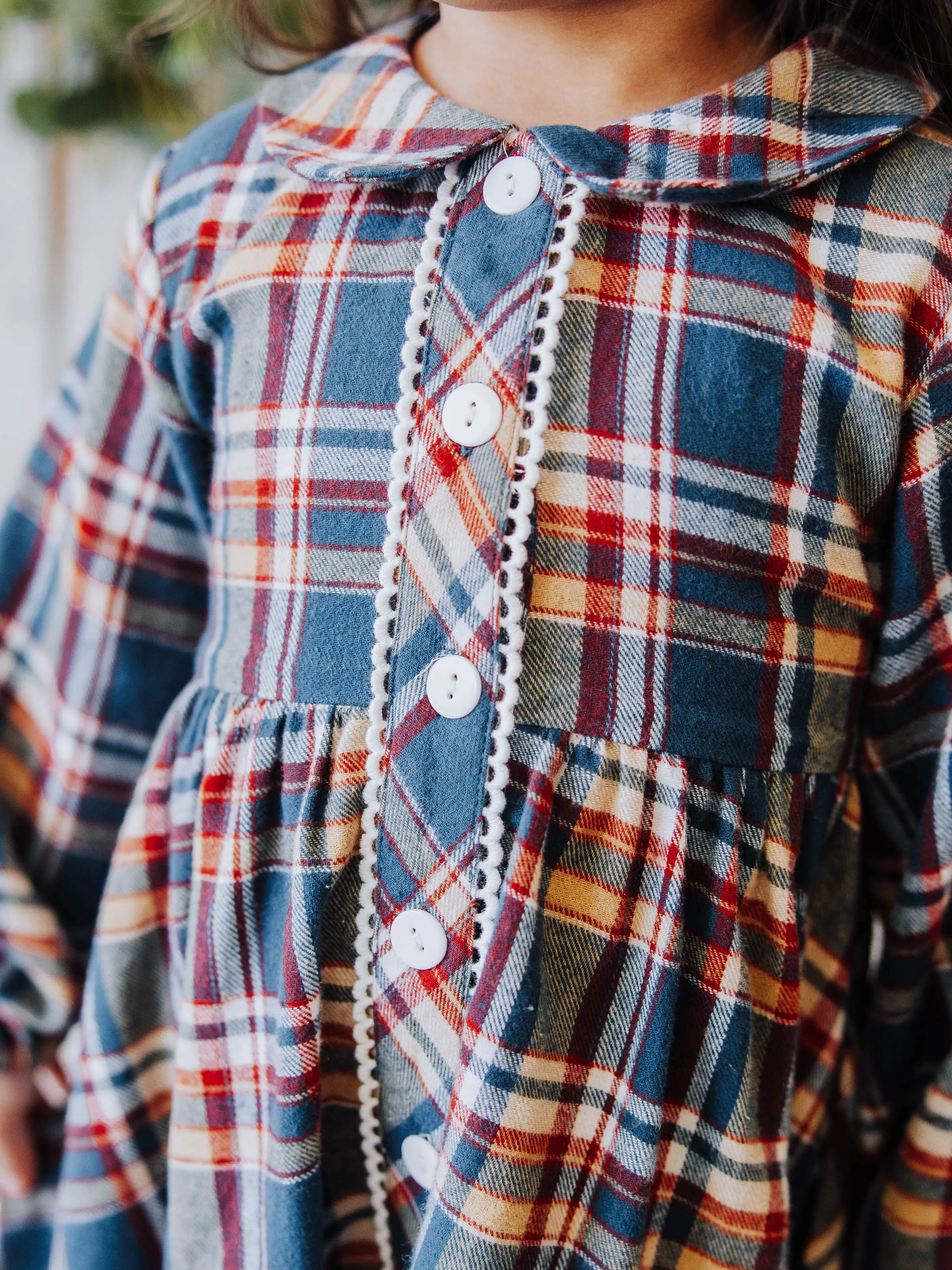 Navy and Gold Plaid Goldie Dress