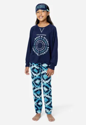 Graphic Raglan & Patterned Pajama Set