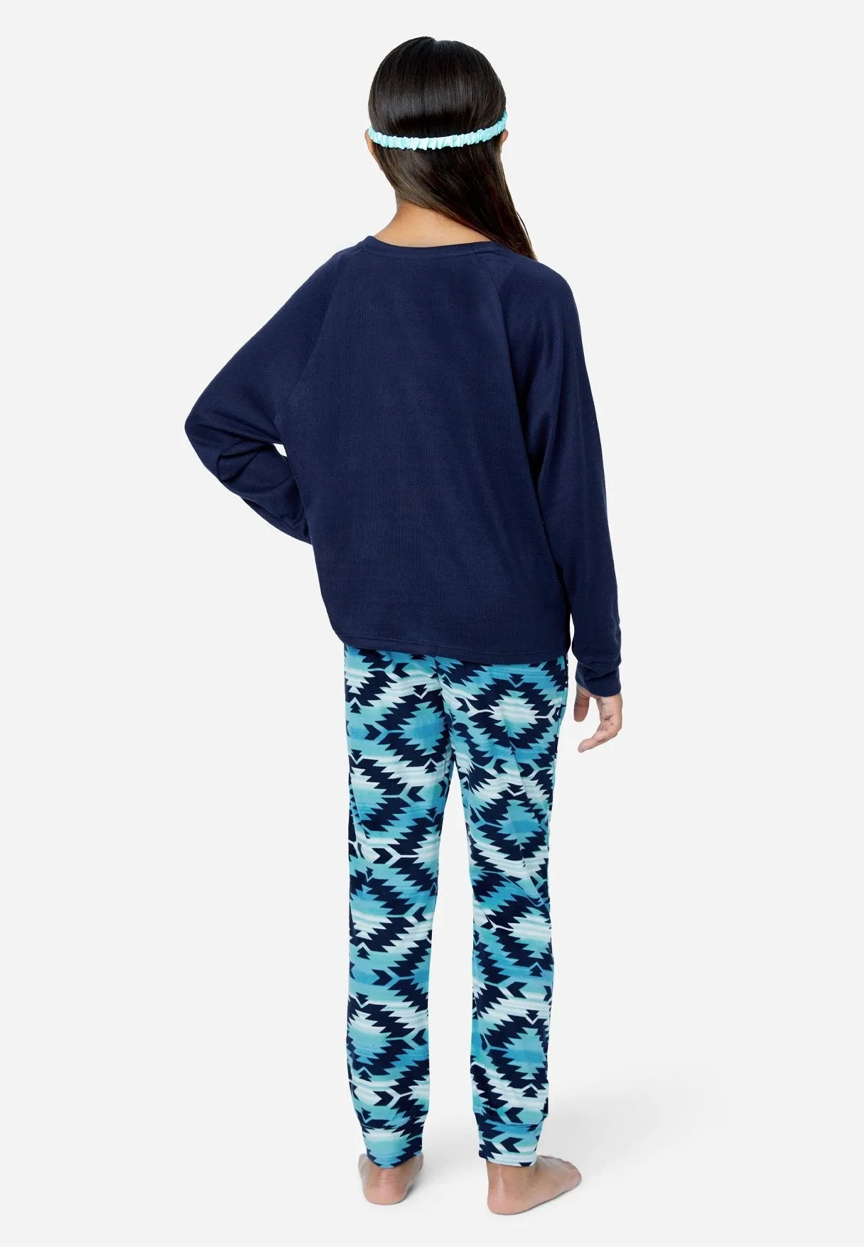 Graphic Raglan & Patterned Pajama Set