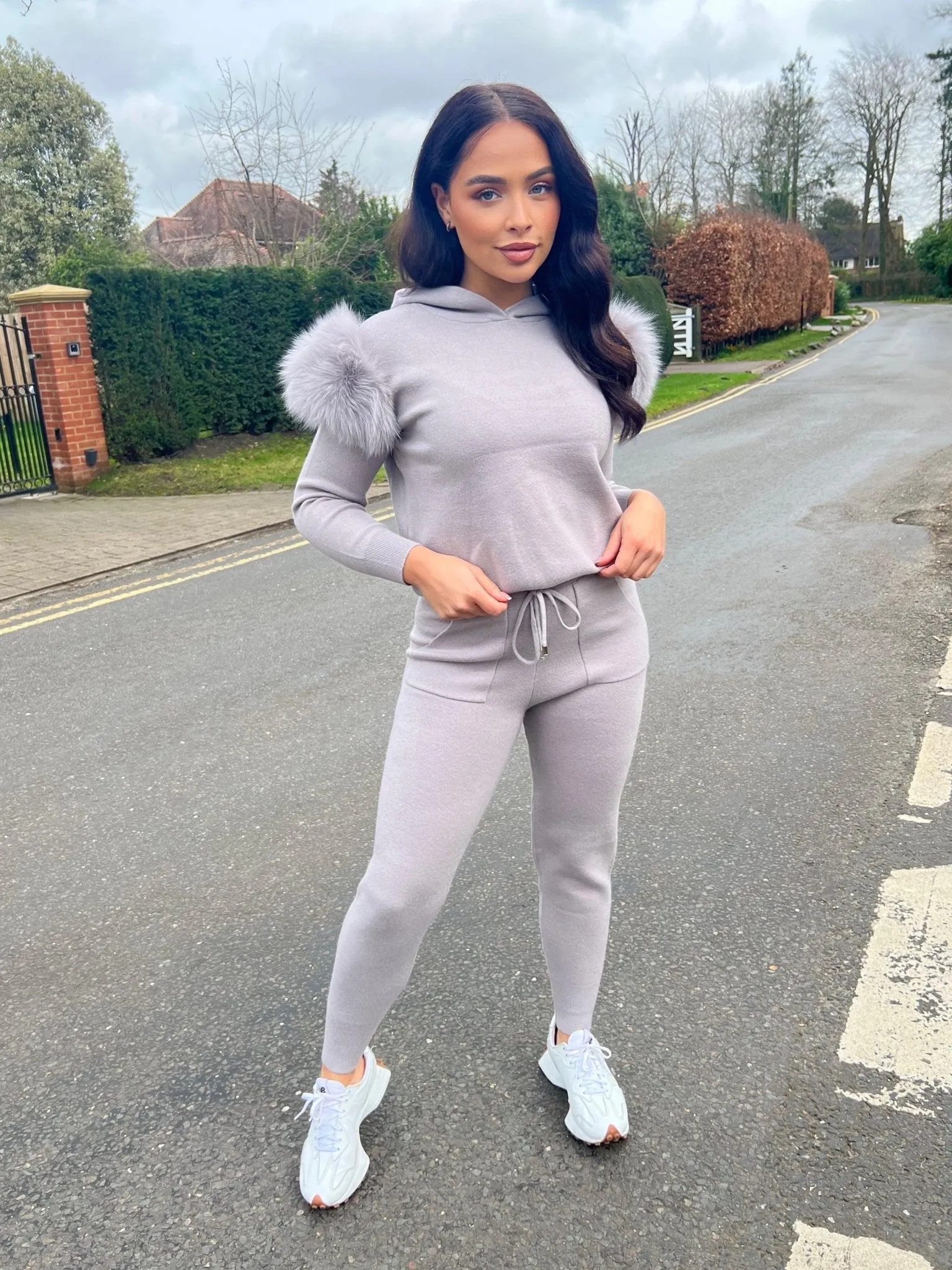 Grey Luxury Fur Tracksuit