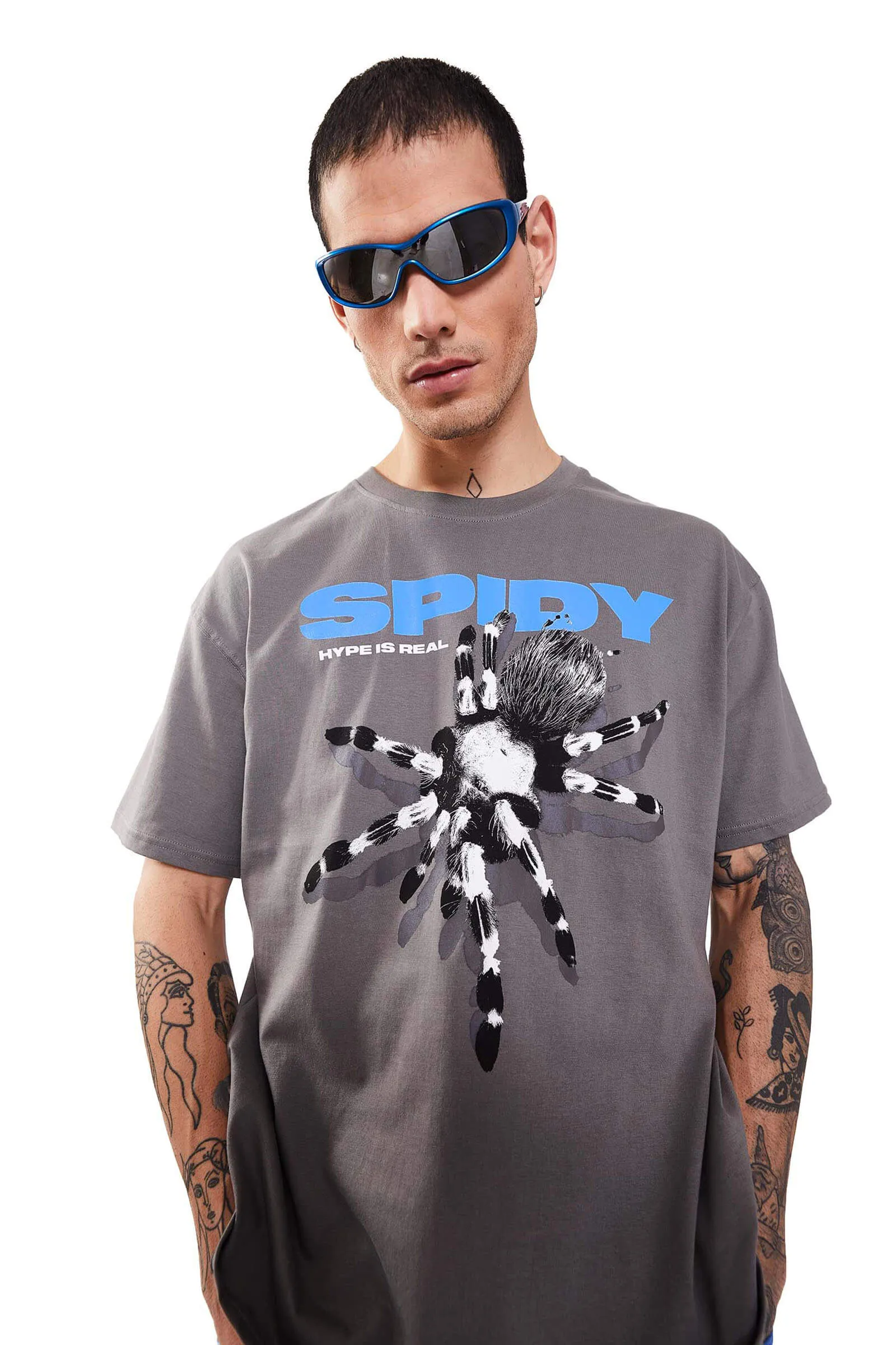 Grey Spidy Oversized T-Shirt