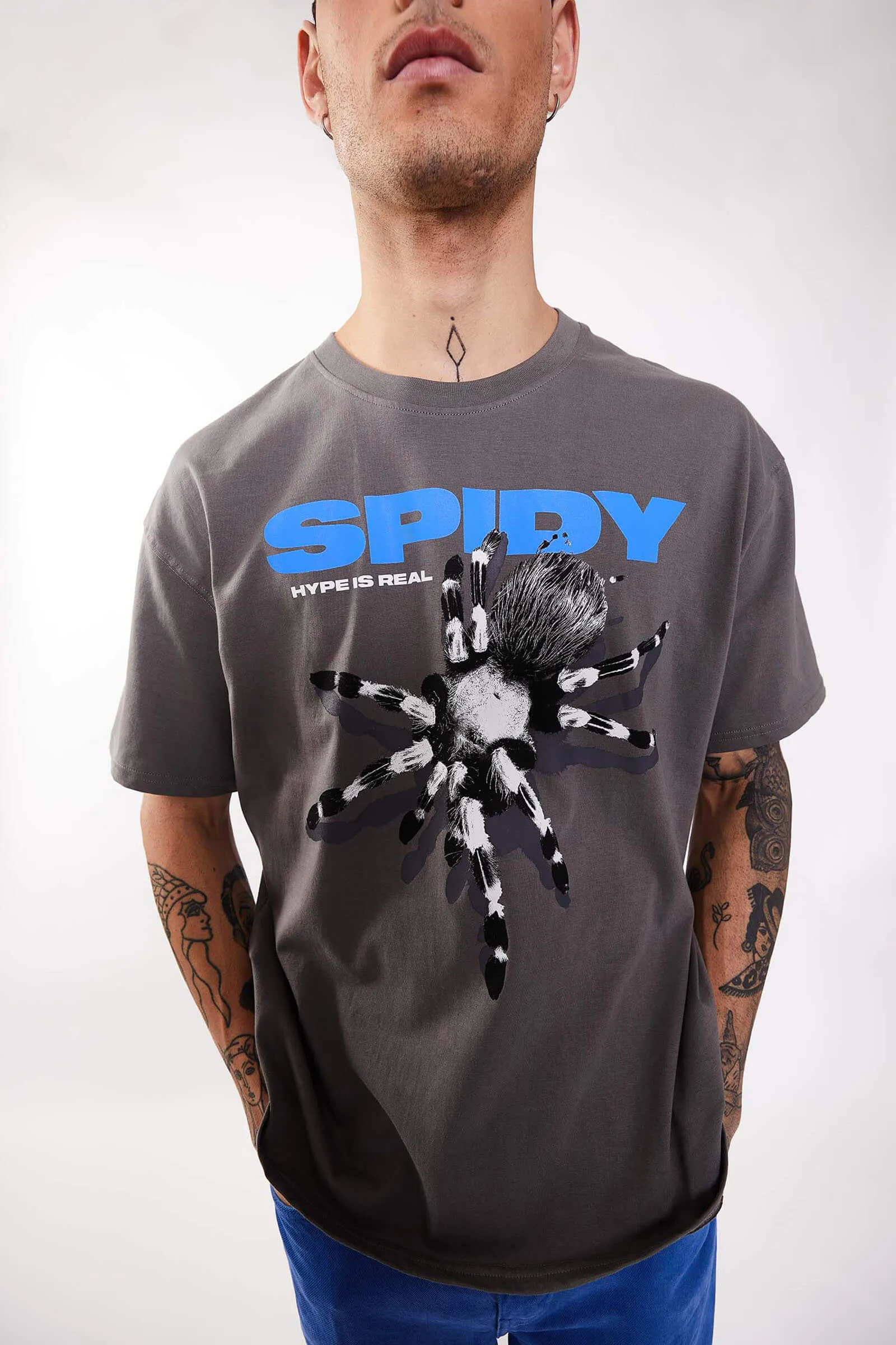 Grey Spidy Oversized T-Shirt