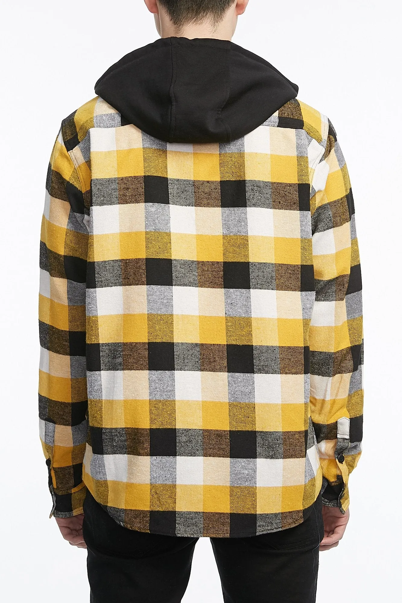 Guys Hooded Flannel Plaid Shirt