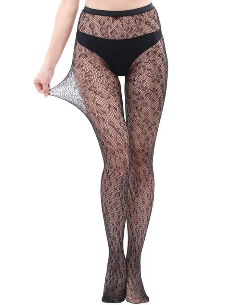 Hollow Sexy Polka Dot Pattern Fishnet Patterned Tights Black Tights