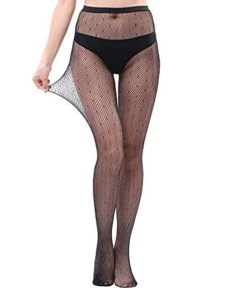 Hollow Sexy Polka Dot Pattern Fishnet Patterned Tights Black Tights