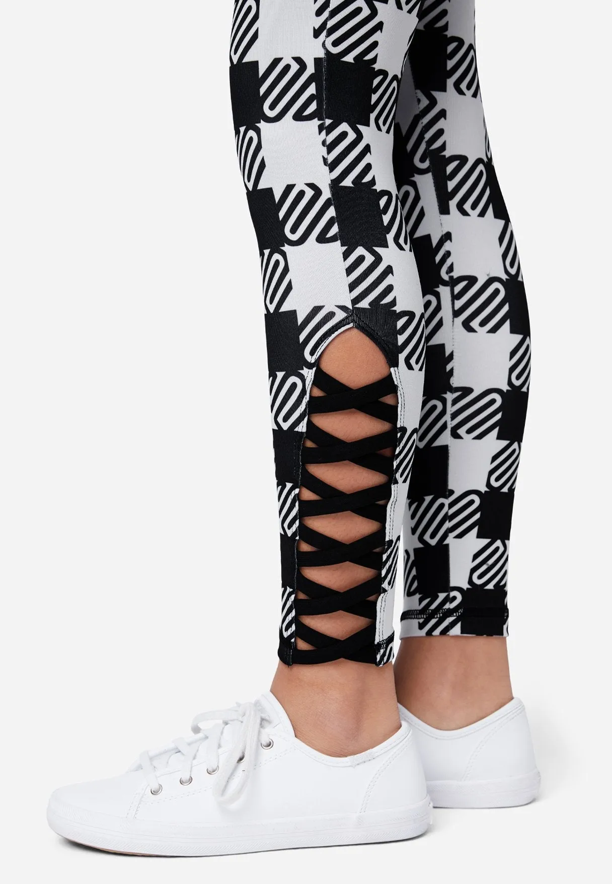 J Sport Patterned Lace-Up Full-Length Leggings