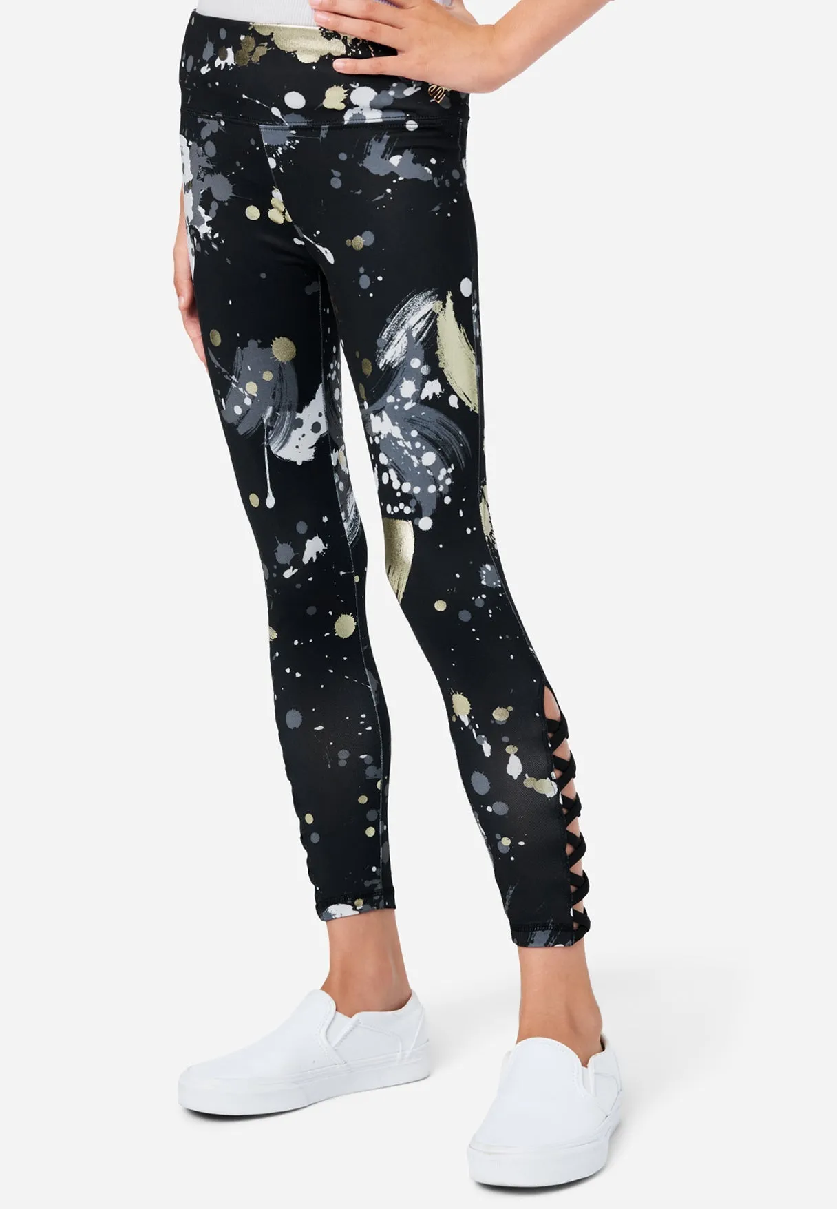 J Sport Patterned Lace-Up Full-Length Leggings