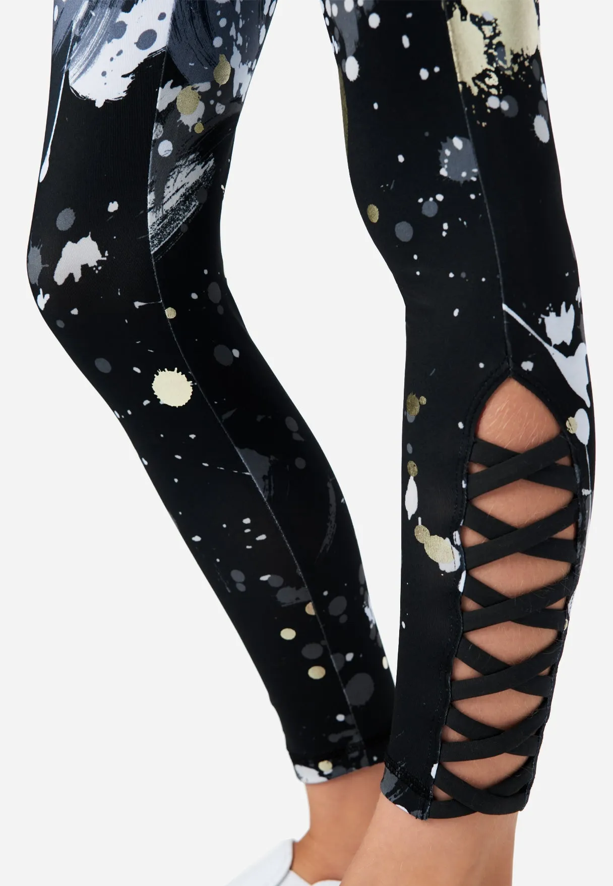 J Sport Patterned Lace-Up Full-Length Leggings