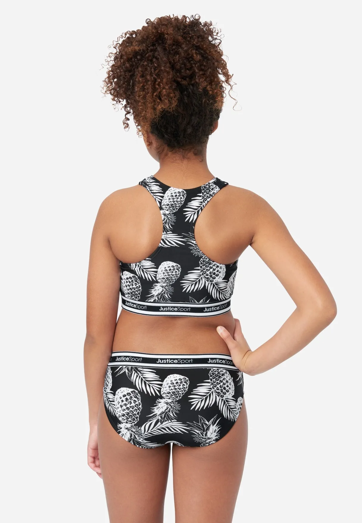 J Sport Patterned Racerback Bikini Swim Set