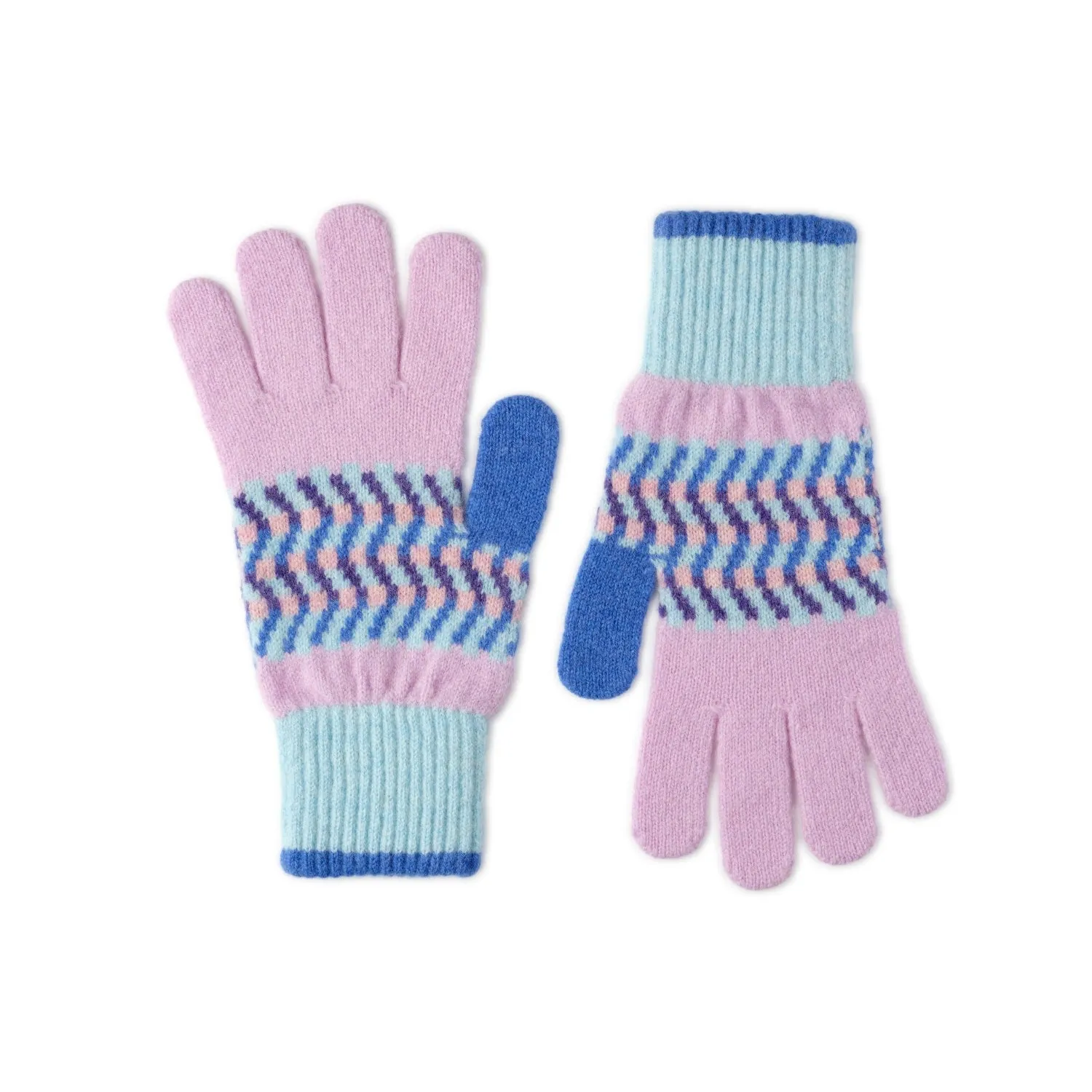 Ladies Patterned Beanie Hat and Gloves Set | Corra | Lomond - Blue