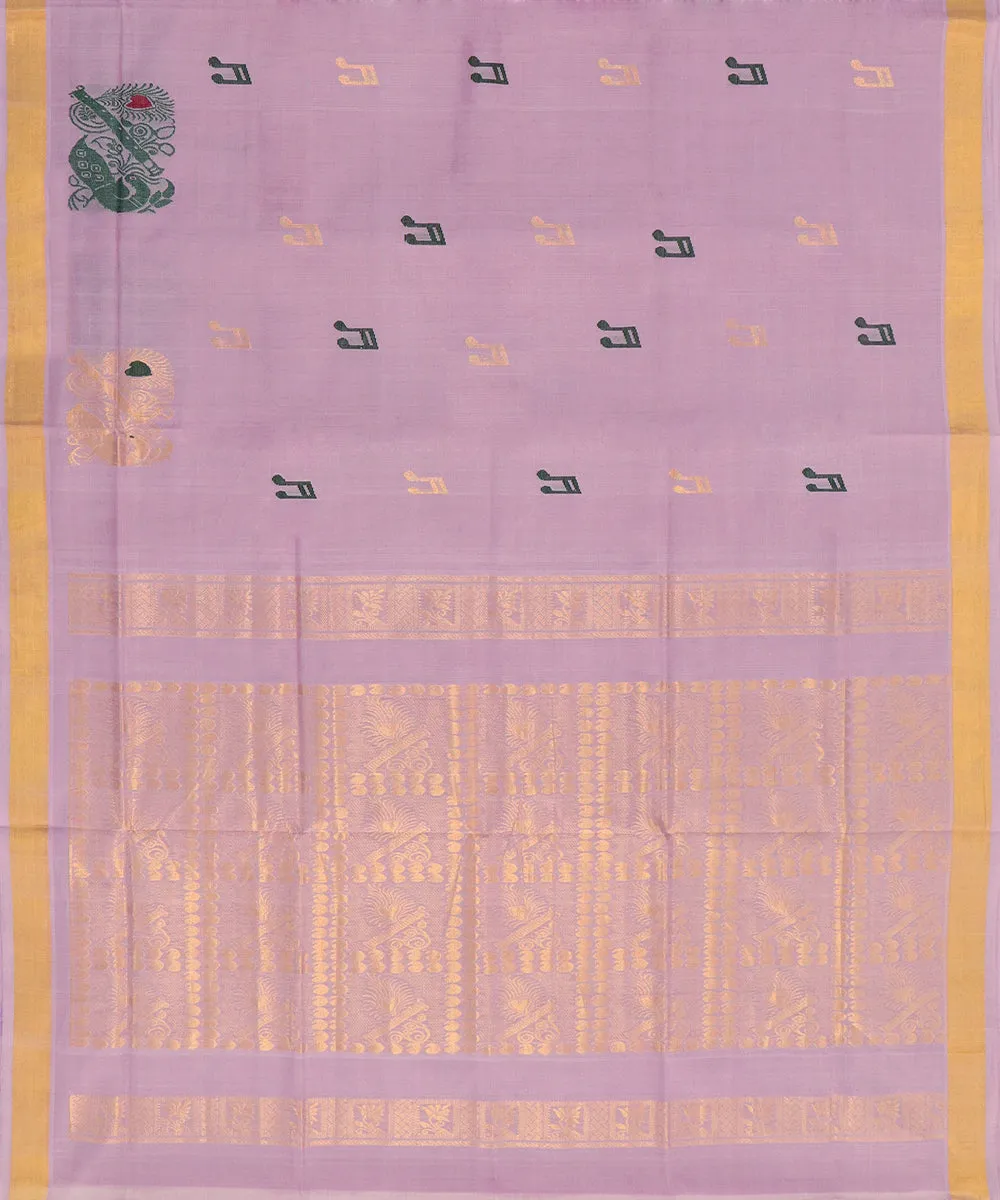 Light purple plain butta handwoven rajahmundry cotton saree