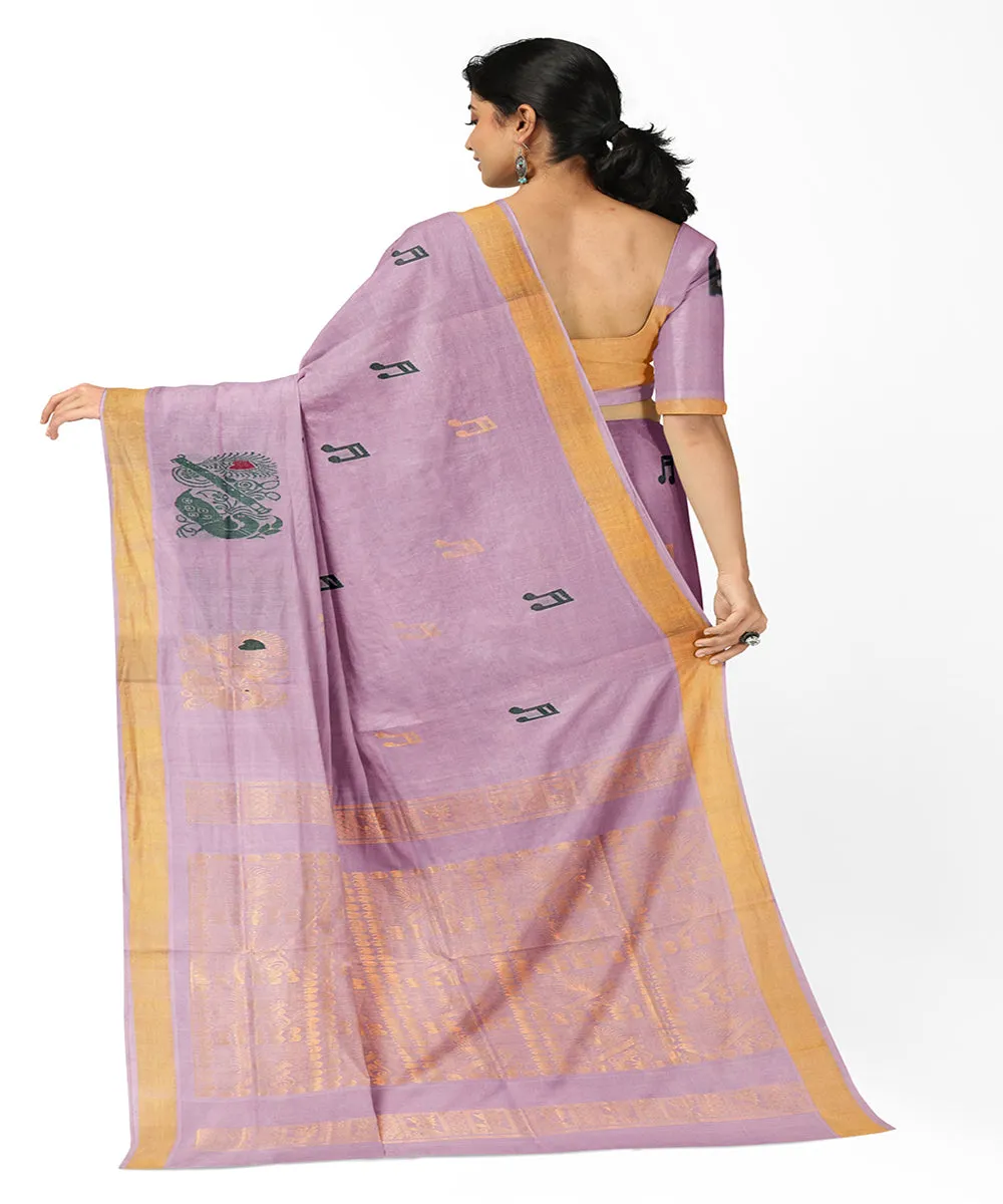 Light purple plain butta handwoven rajahmundry cotton saree