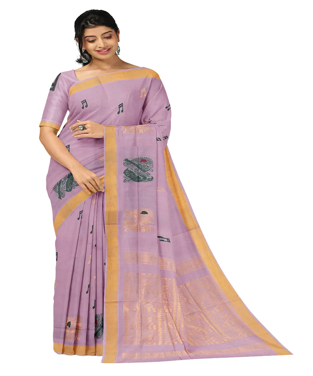 Light purple plain butta handwoven rajahmundry cotton saree