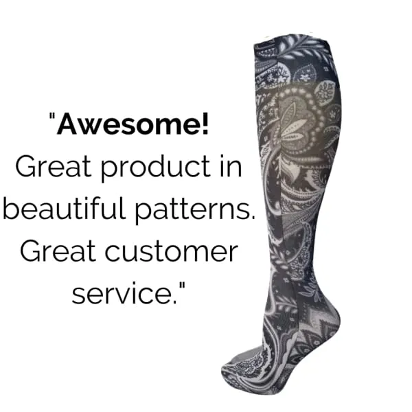 Lightweight Patterned Compression Socks in Black Calypso in Regular & Plus Size