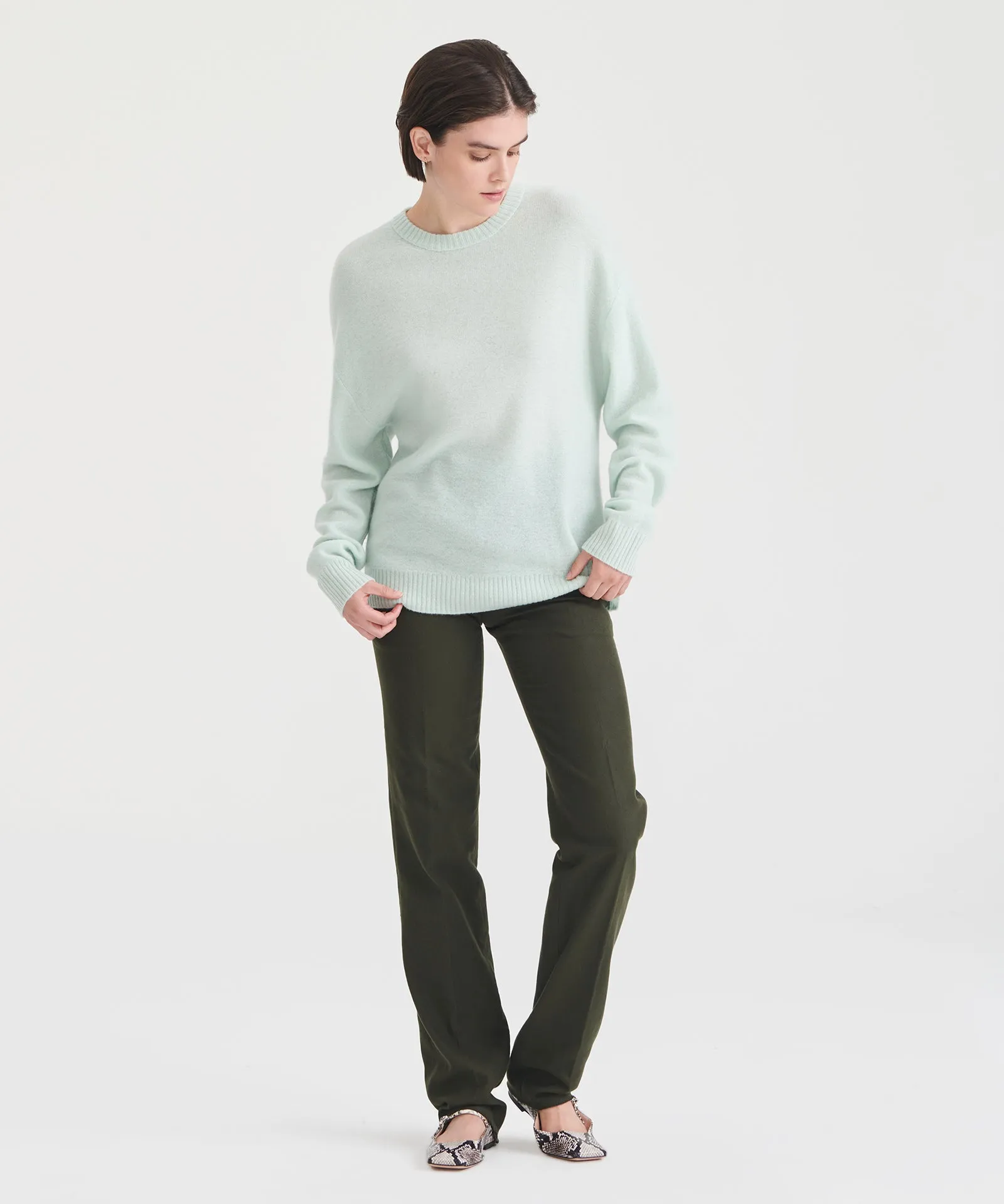 Lightweight Reversible Cashmere Crewneck Sweater