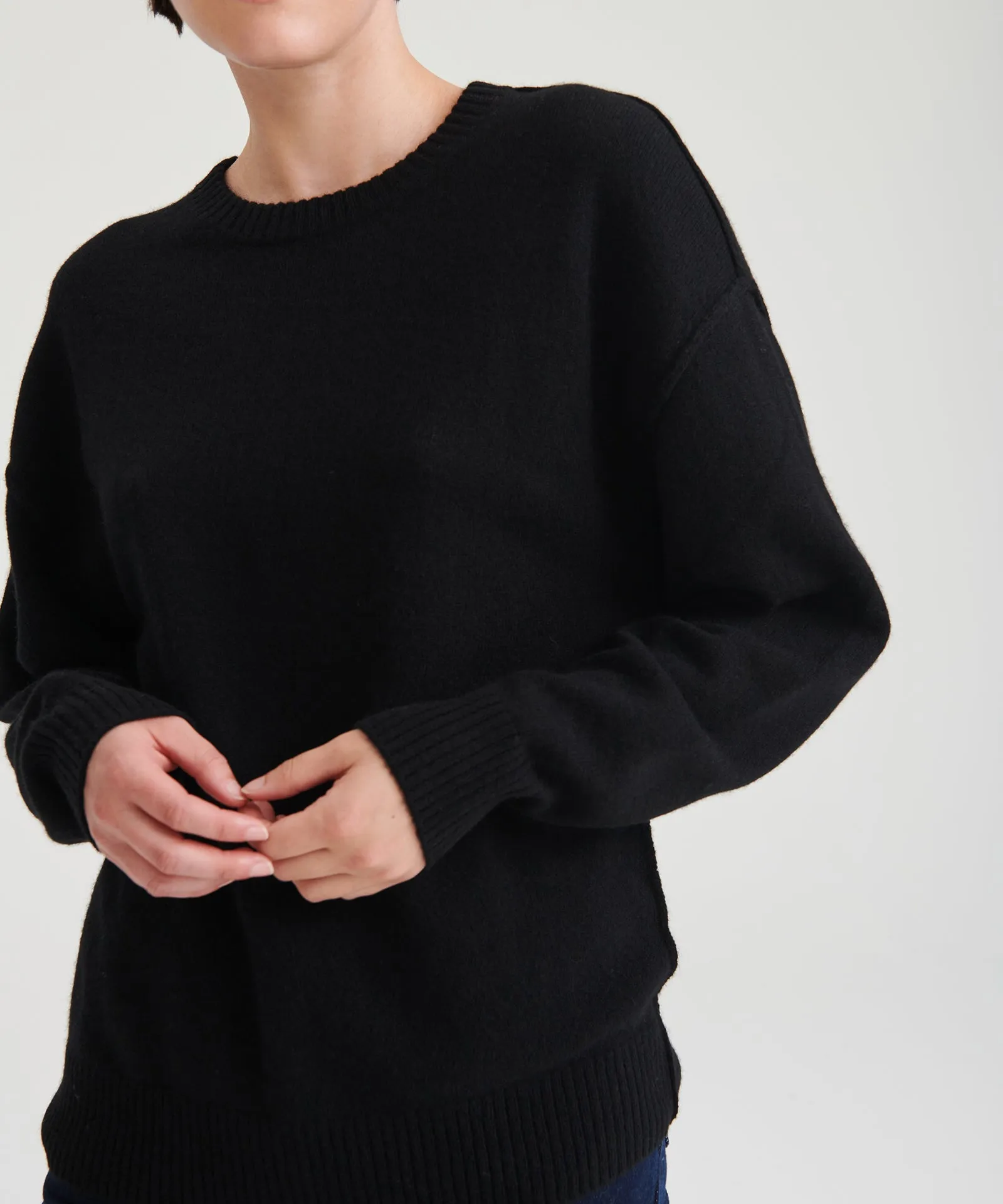 Lightweight Reversible Cashmere Crewneck Sweater