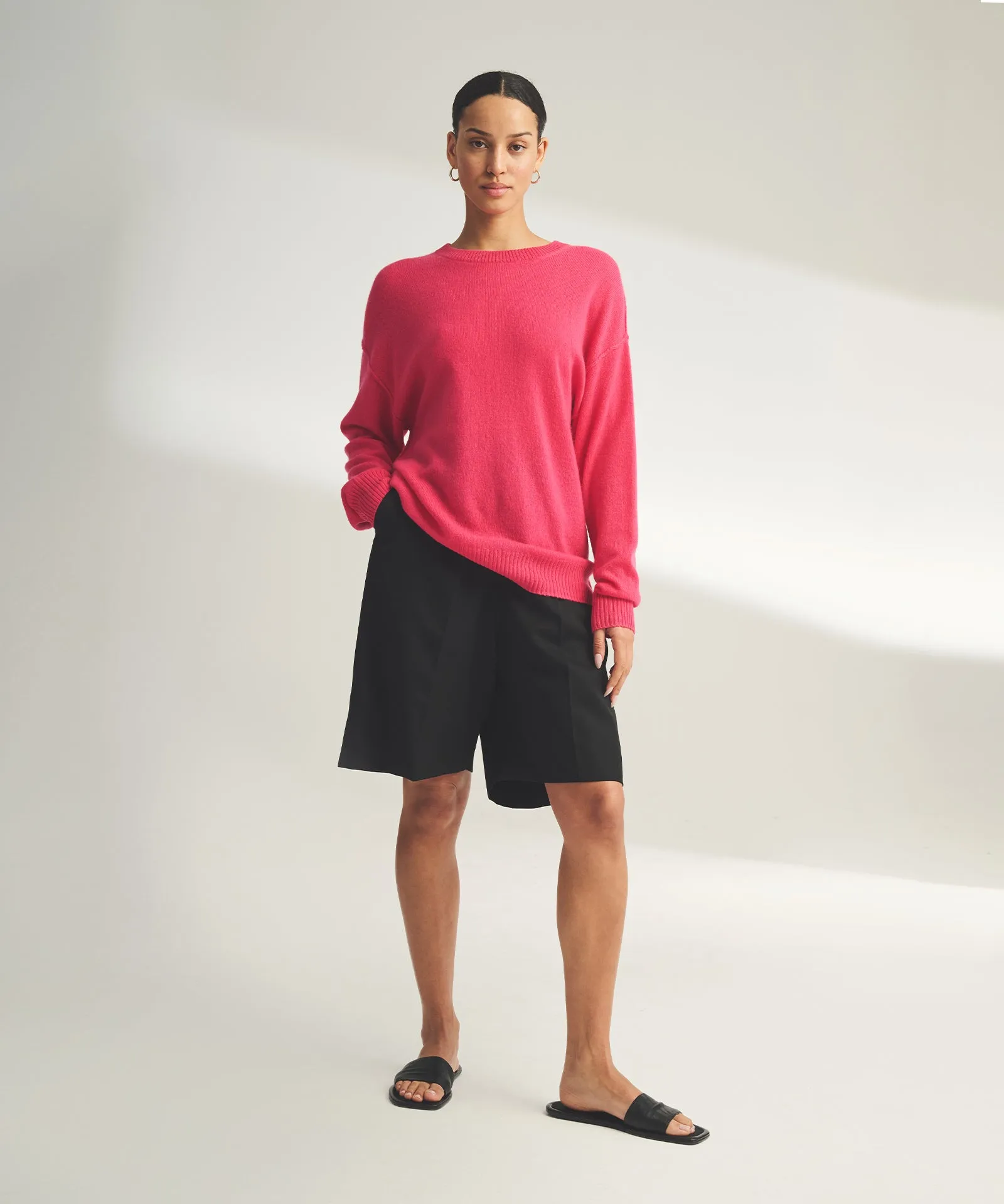 Lightweight Reversible Cashmere Crewneck Sweater