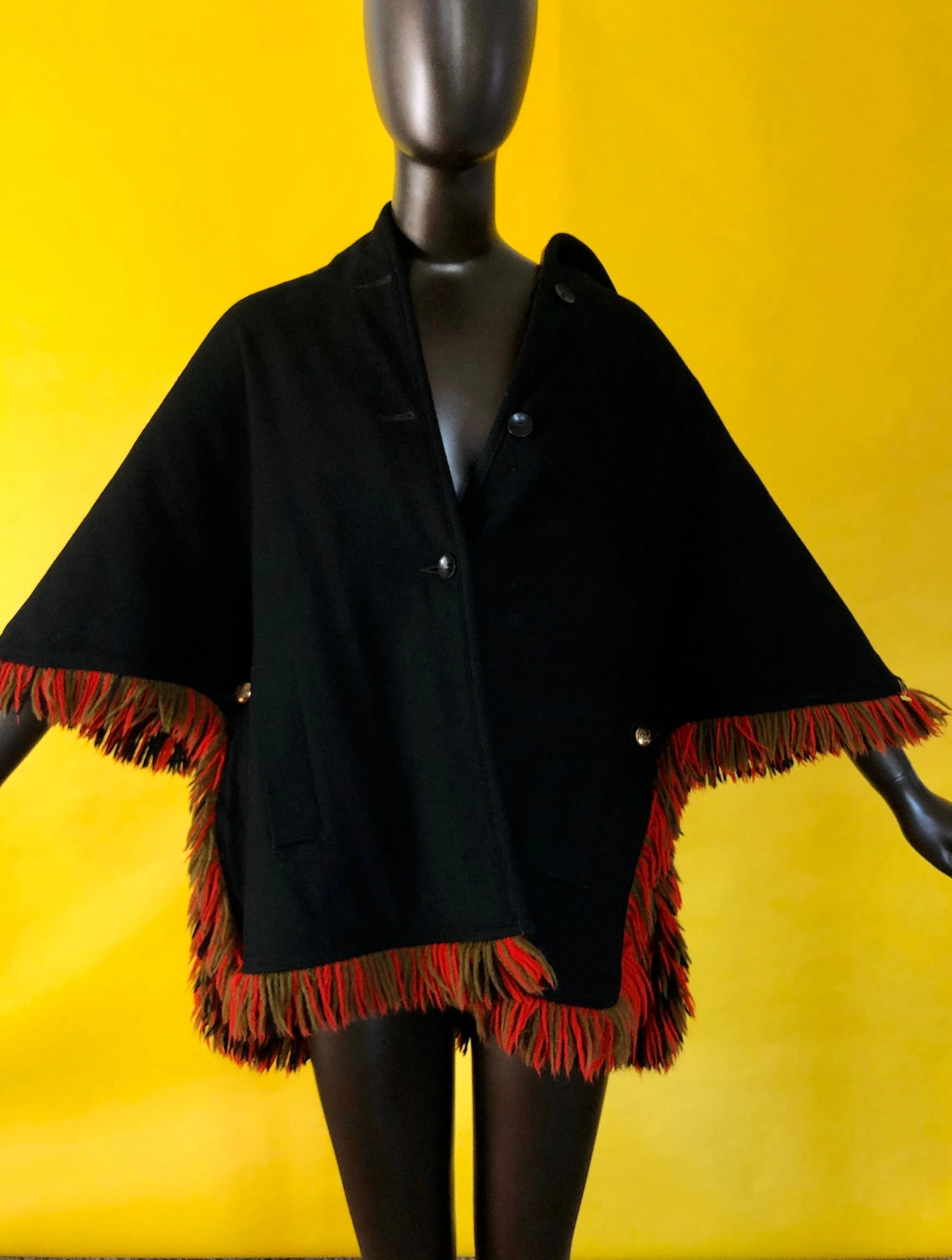 Live: 117 Vintage Plaid Fringe Reversible Cape