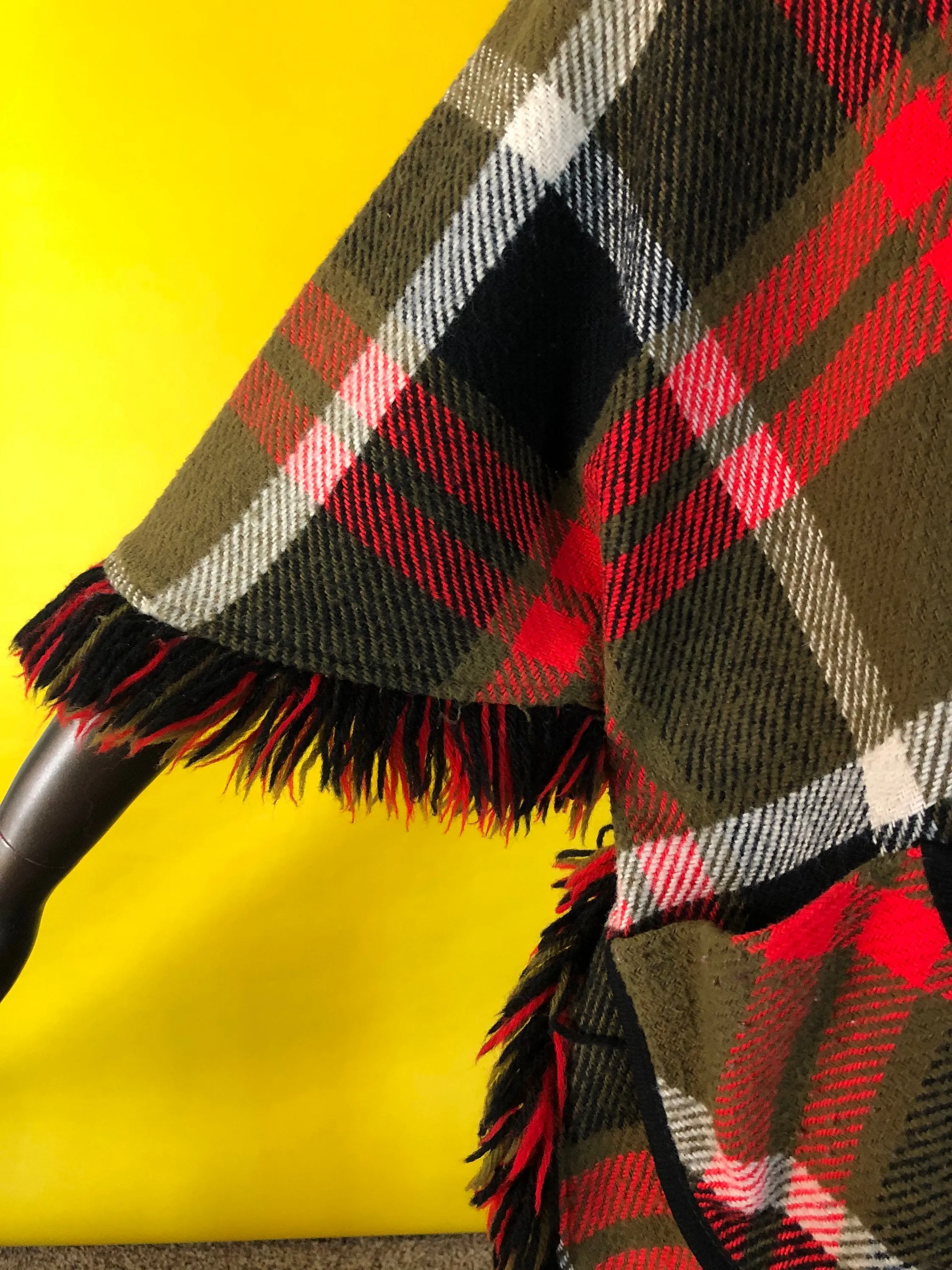 Live: 117 Vintage Plaid Fringe Reversible Cape