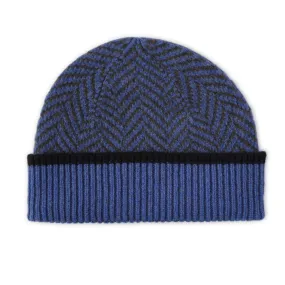 Lomond Lambswool - Herringbone Patterned Mens Beanie Hat - Nairn