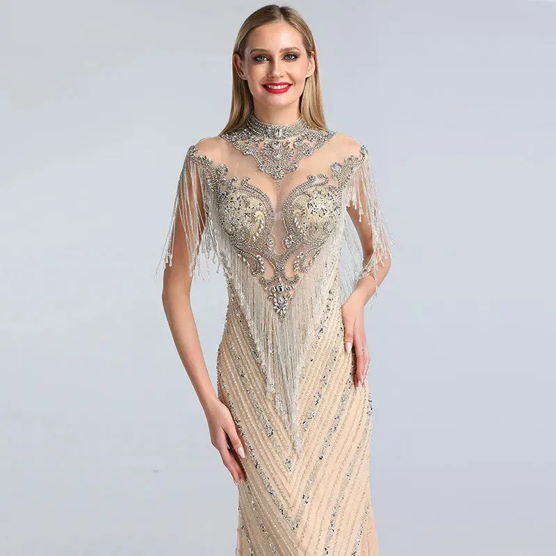 Lorraine Luxury Beading Tassel Evening Dress