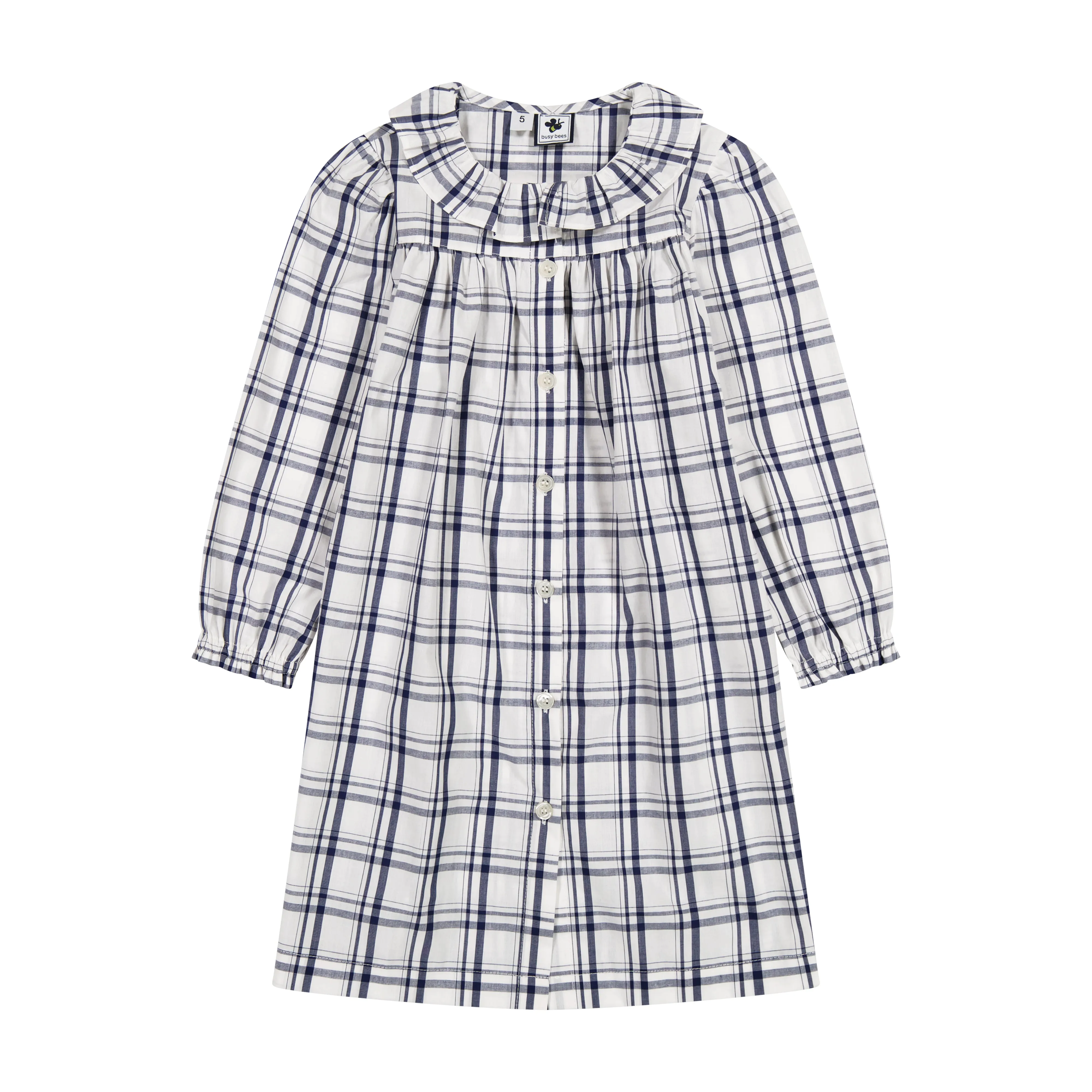 Lulu Ruffle Gown Navy Plaid