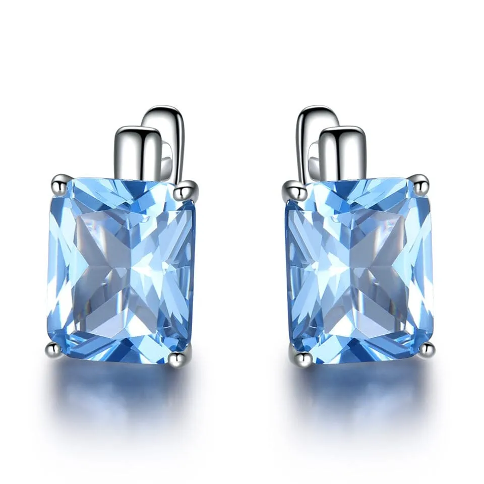 Luxury 8.0ct Sky Blue Topaz Gemstone Clip On Earrings